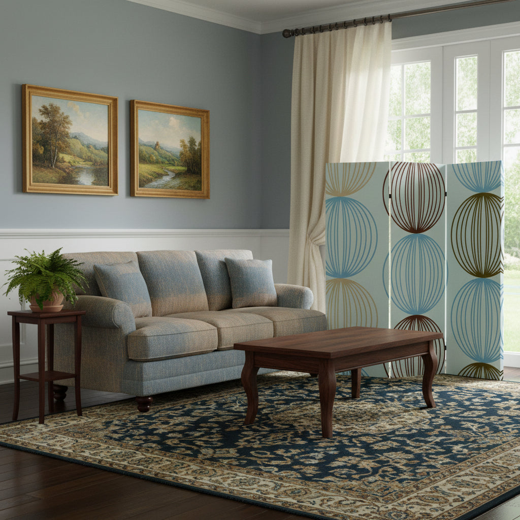 48 X 72 Multi Color Wood Canvas Sphere  Screen