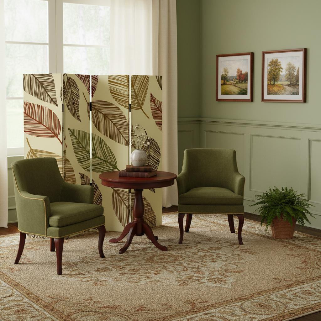 84 X 84 Multi Color Wood Canvas Perpetual Leaf  Screen