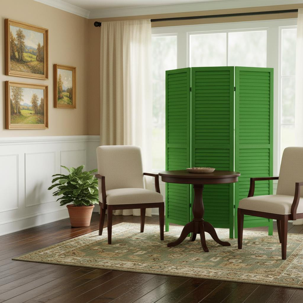 48" X 67" Green Wood Shutter Screen