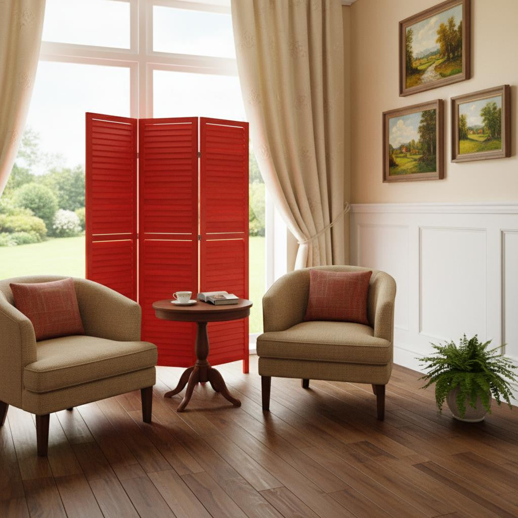 48 X 67 Red Wood Shutter -Screen