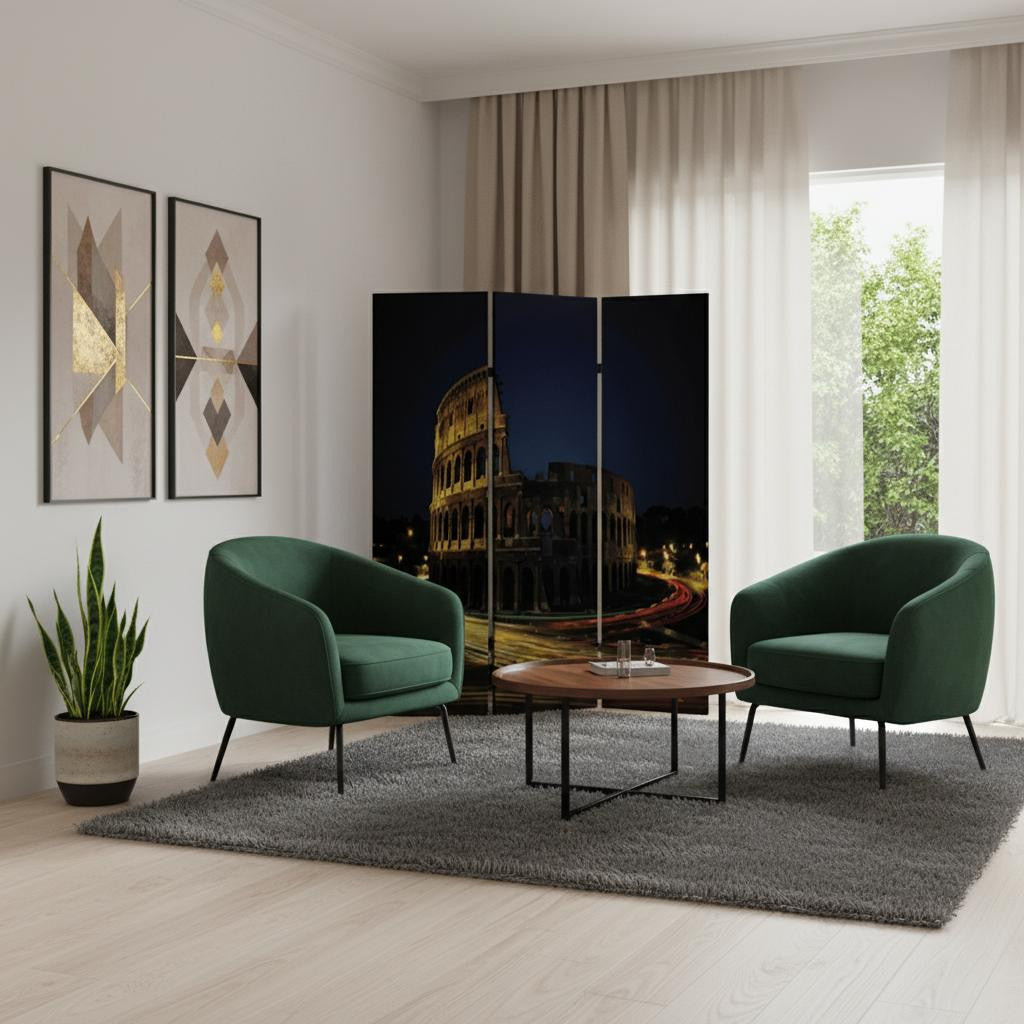 48" X 72" Multi Color Wood Canvas Rome  Screen