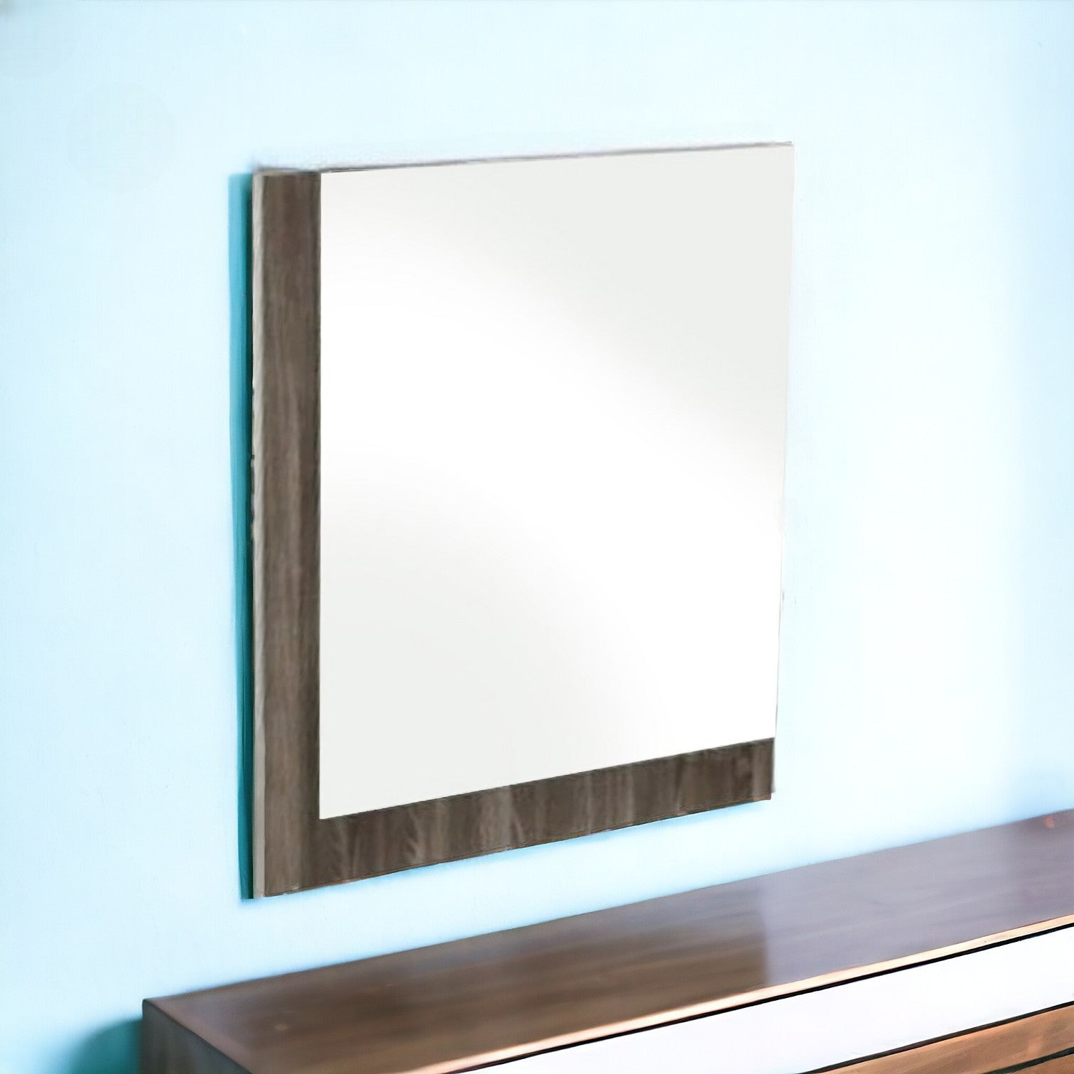 41" Gray Wood Framed Mounted Dresser Mirror