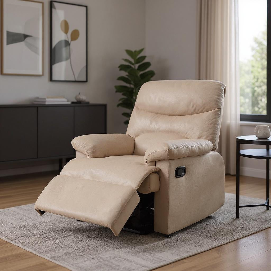 35" Light Brown Microfiber Manual Recliner