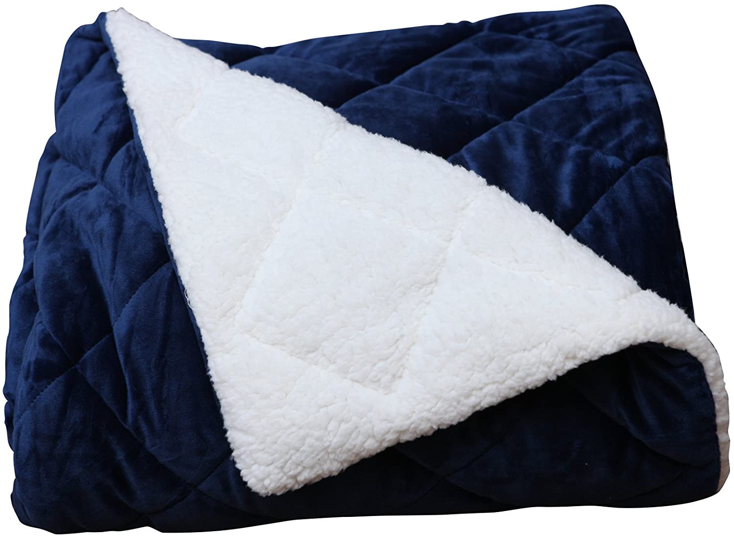60" X 80" Navy Blue Microfiber Quilted Plush Throw Blanket