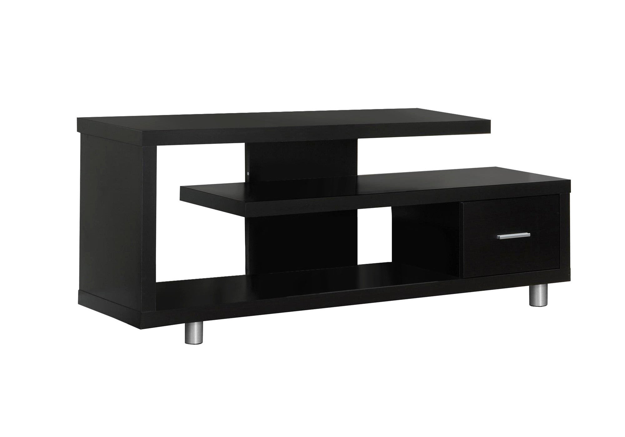 60" Dark Brown Cabinet Enclosed Storage TV Stand
