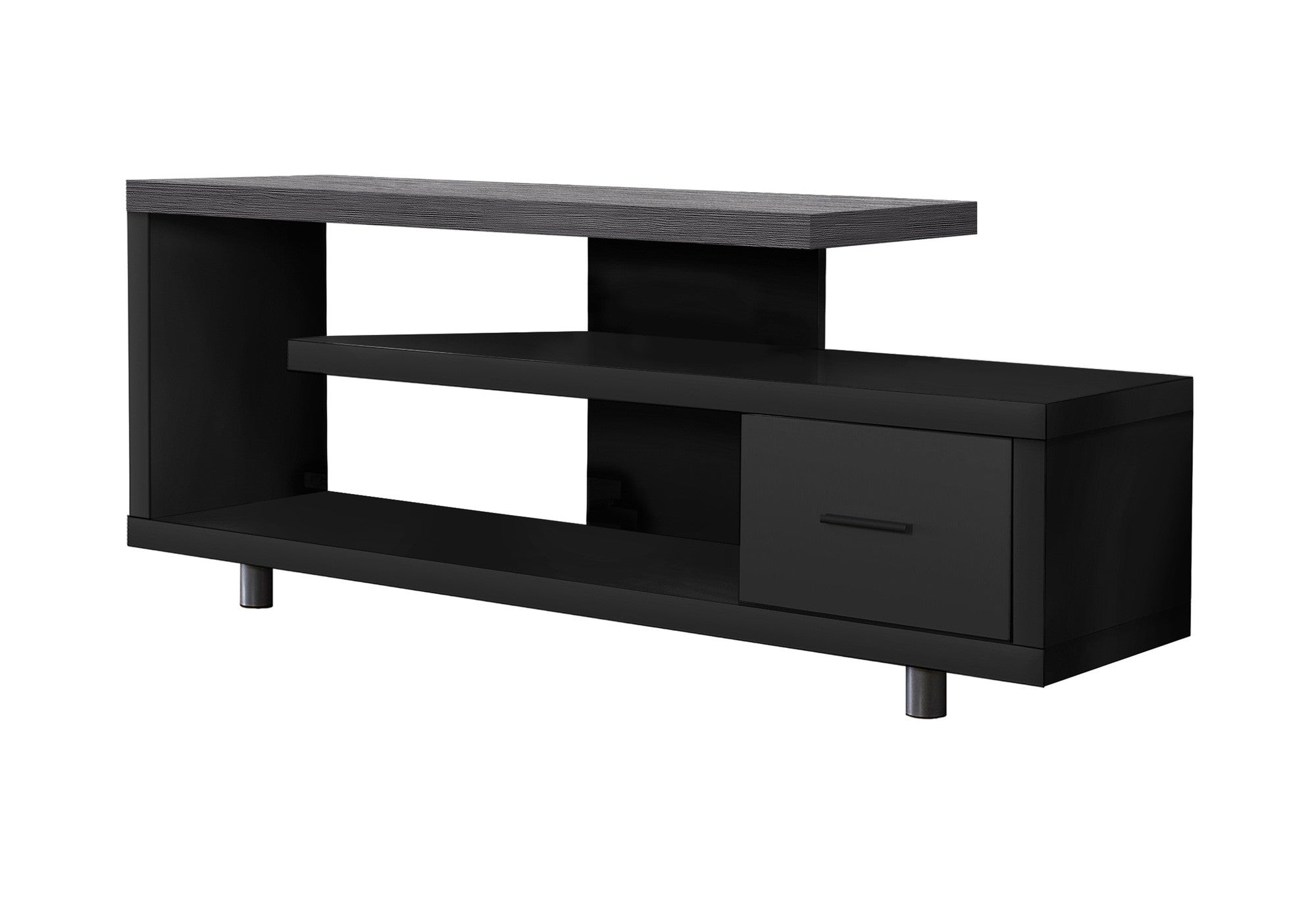 16" Black and Gray Open Shelving TV Stand