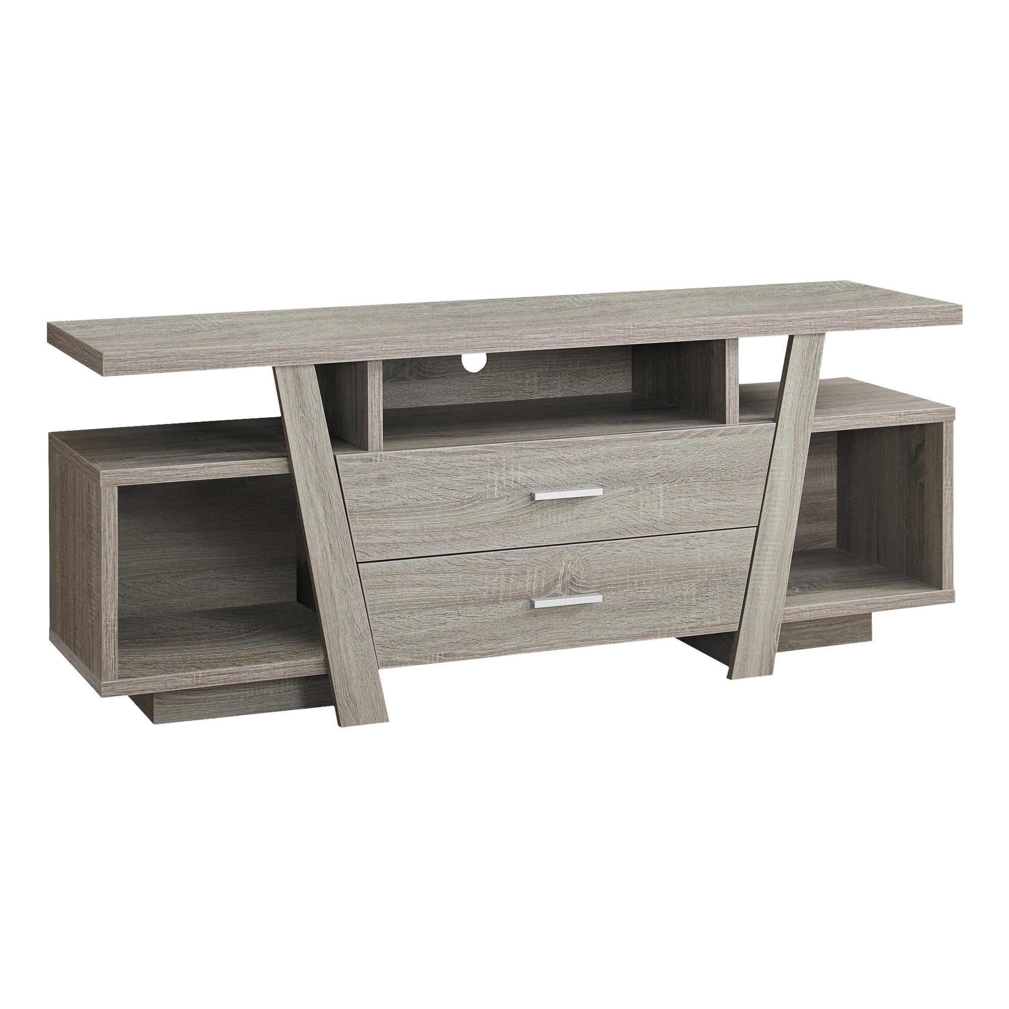 60" Deep Taupe Open Shelving TV Stand