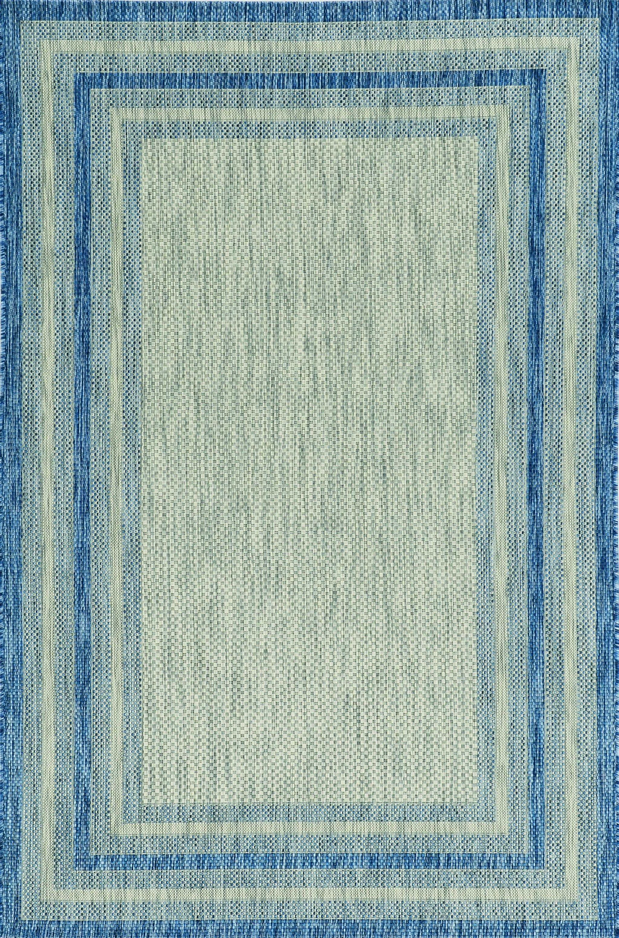 3' X 4' Blue And Green Striped Indoor Outdoor Area Rug
