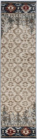 8' Beige Gray And Rust Southwestern Runner Rug