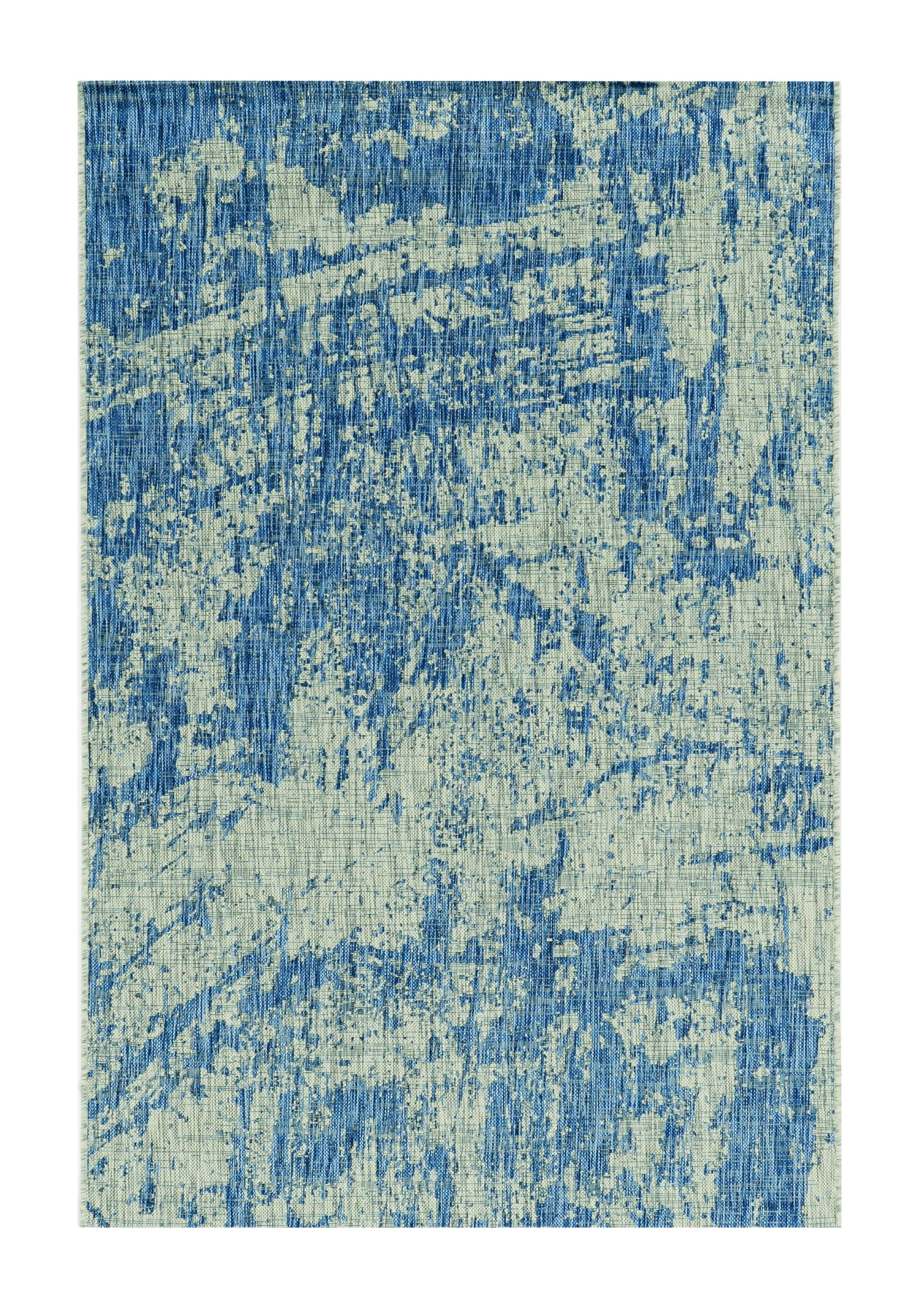 5' X 8' Blue And Green Abstract Indoor Outdoor Area Rug