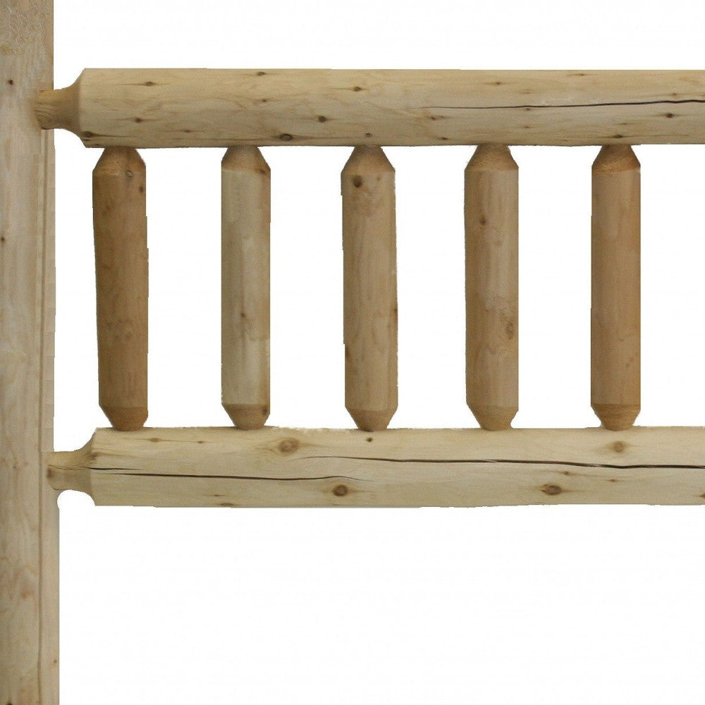 Natural Light Honey Finish Cedar Log Double Headboard