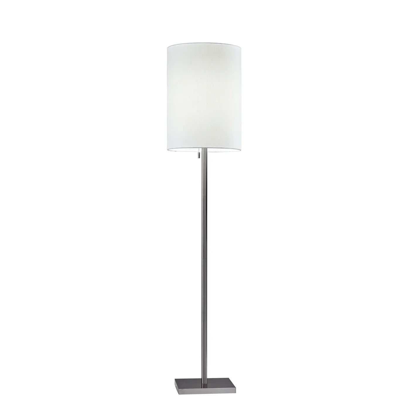 61" Silver Metal Floor Lamp With Fabric Shade