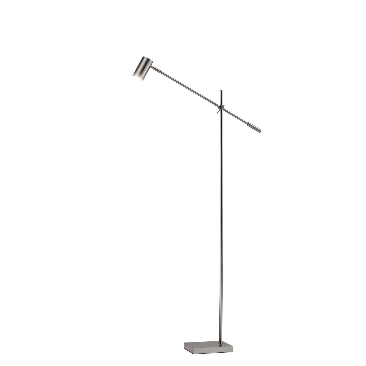 63" Silver LED Task Floor Lamp With Silver Metal Drum Shade