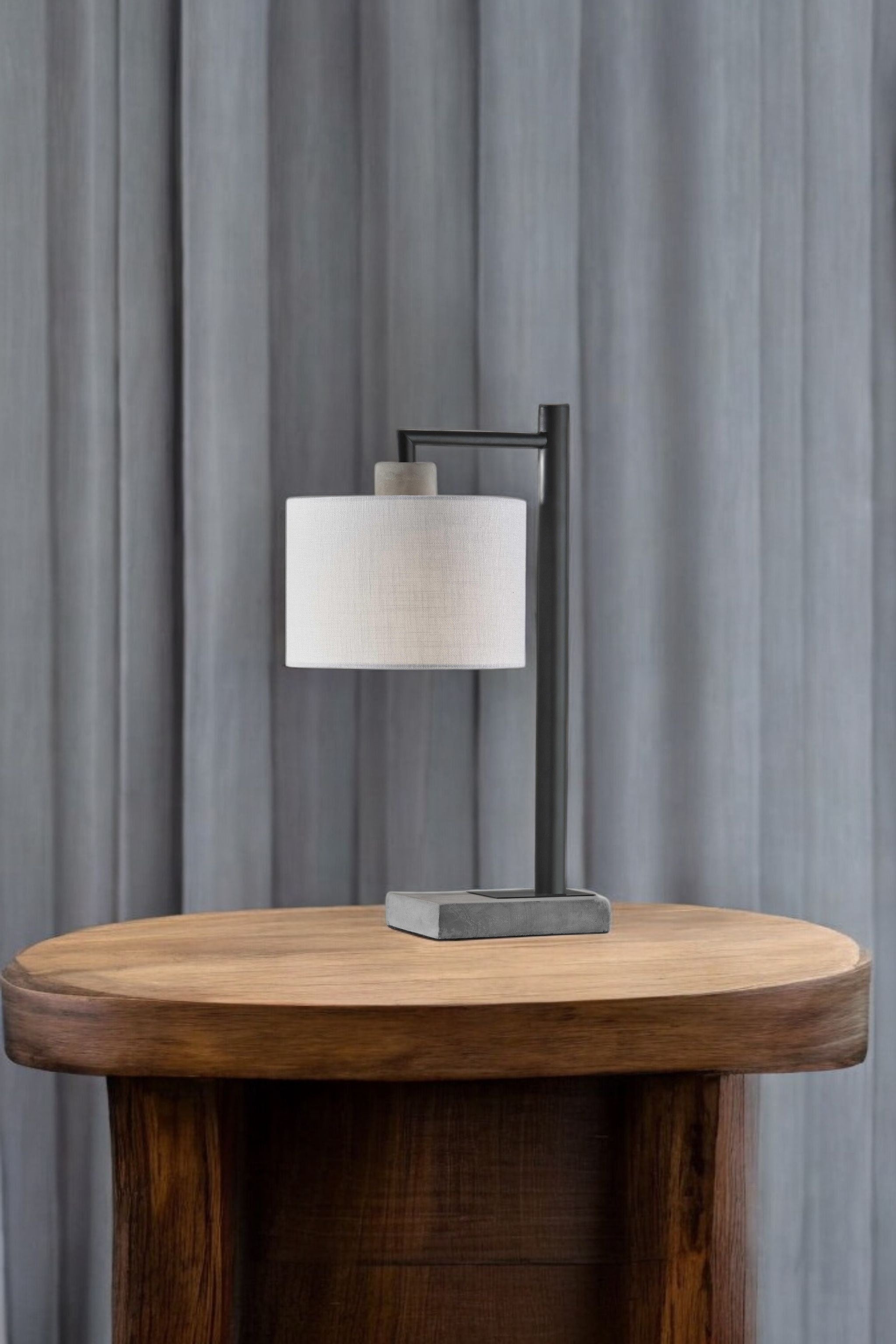 23" Gray Metal Novelty Table Lamp With White Empire Shade