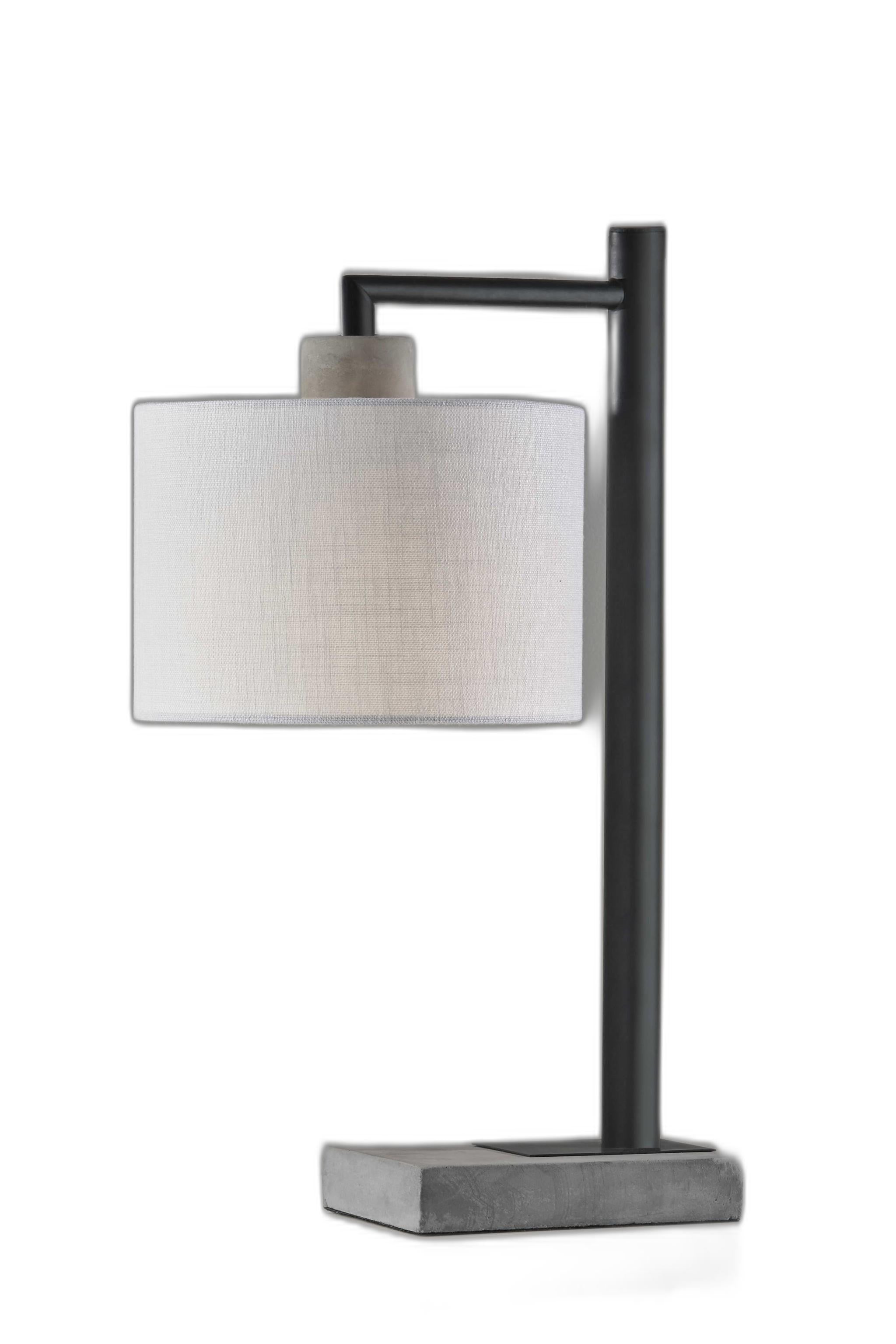 23" Gray Metal Novelty Table Lamp With White Empire Shade