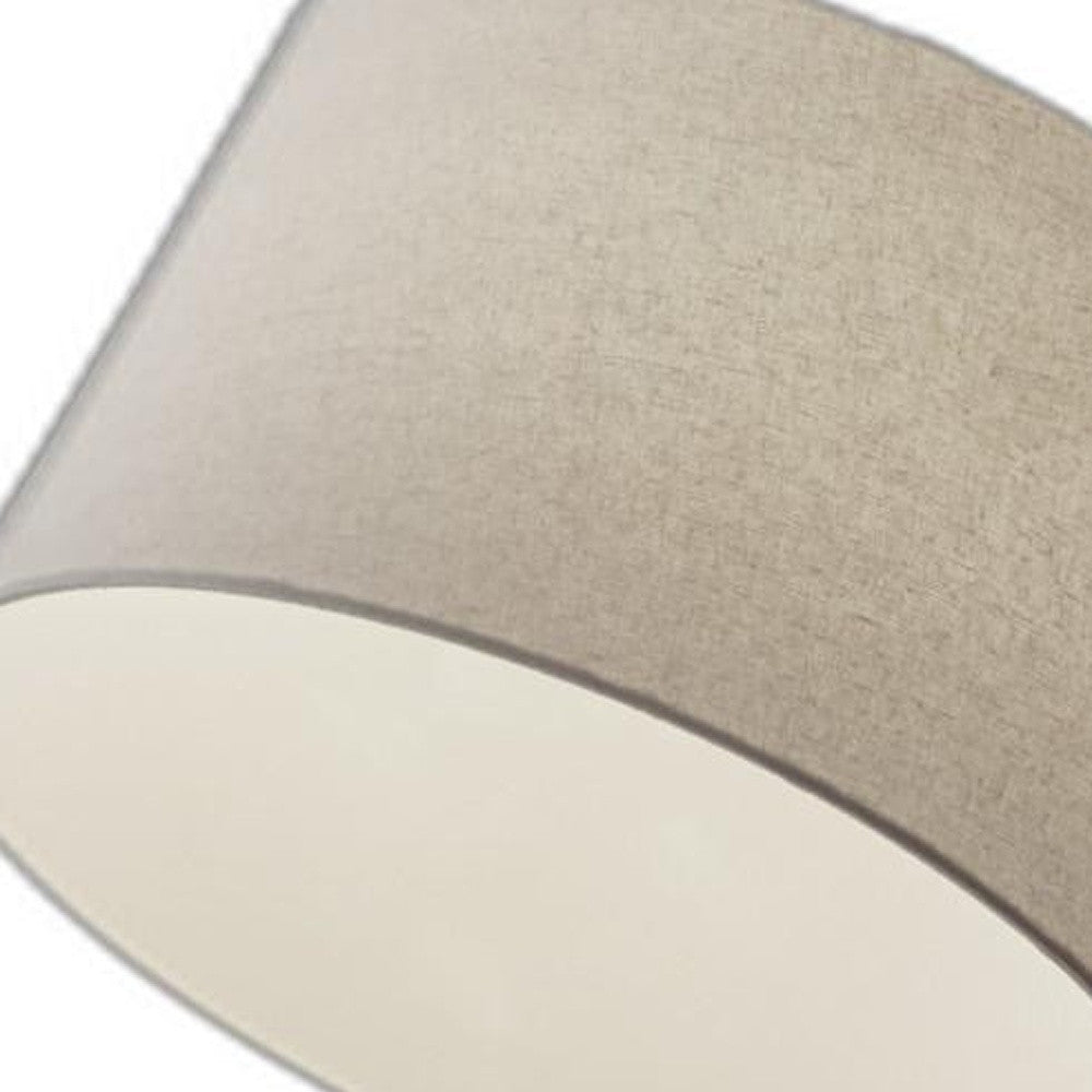 83" Silver Arc Floor Lamp With White Linen Empire Shade