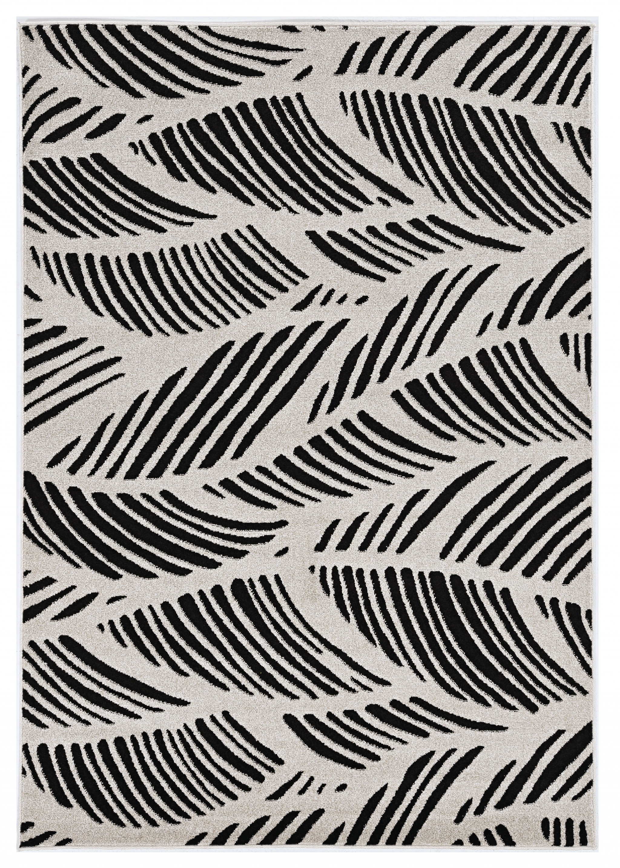 5' X 8' Black And White Abstract Indoor Outdoor Area Rug