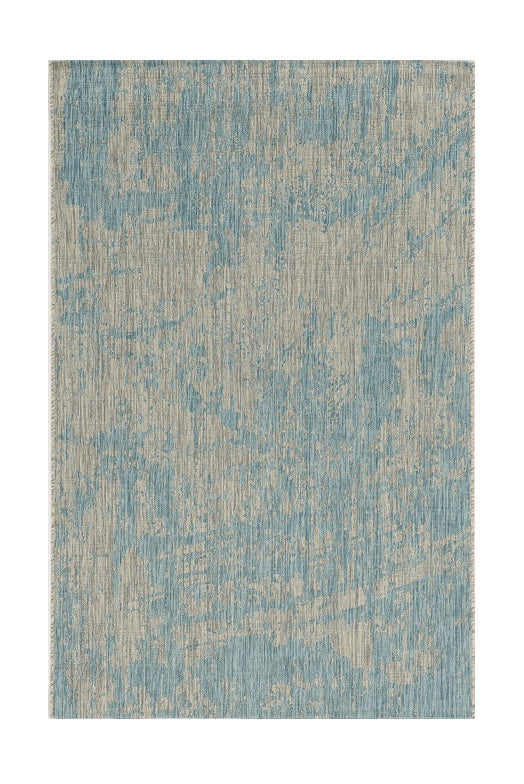 5' X 8' Teal Blue Abstract Indoor Outdoor Area Rug