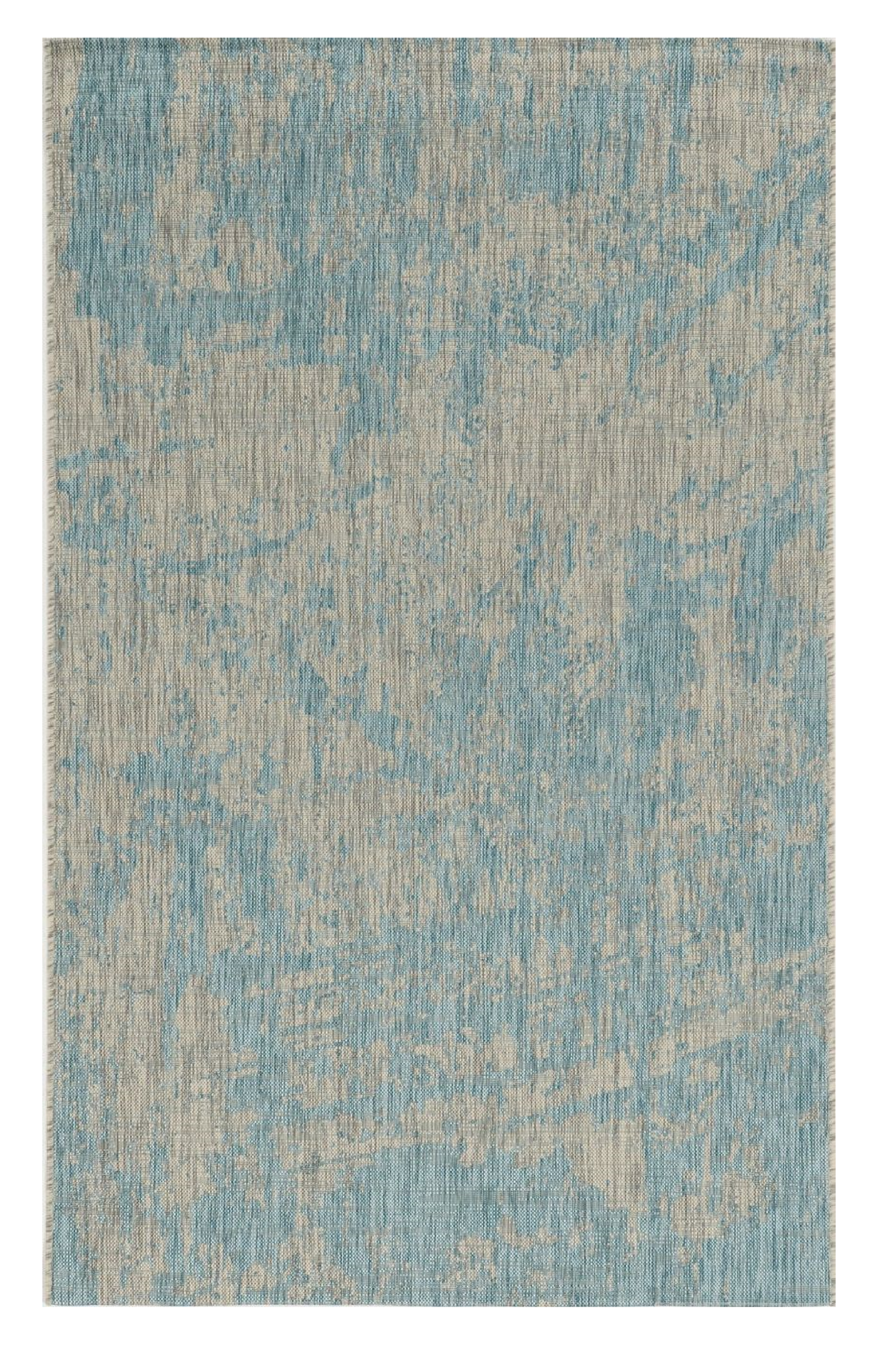 8' X 11' Teal Blue Abstract Indoor Outdoor Area Rug