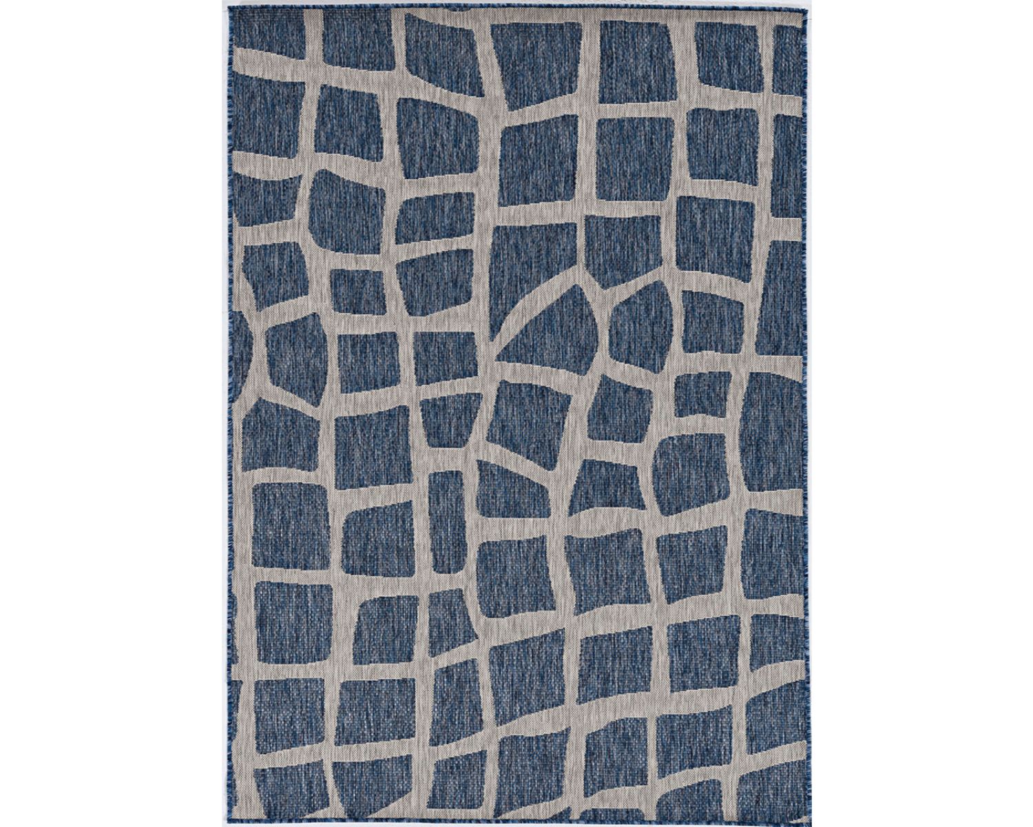 3' X 5' Blue And Gray Abstract Indoor Outdoor Area Rug