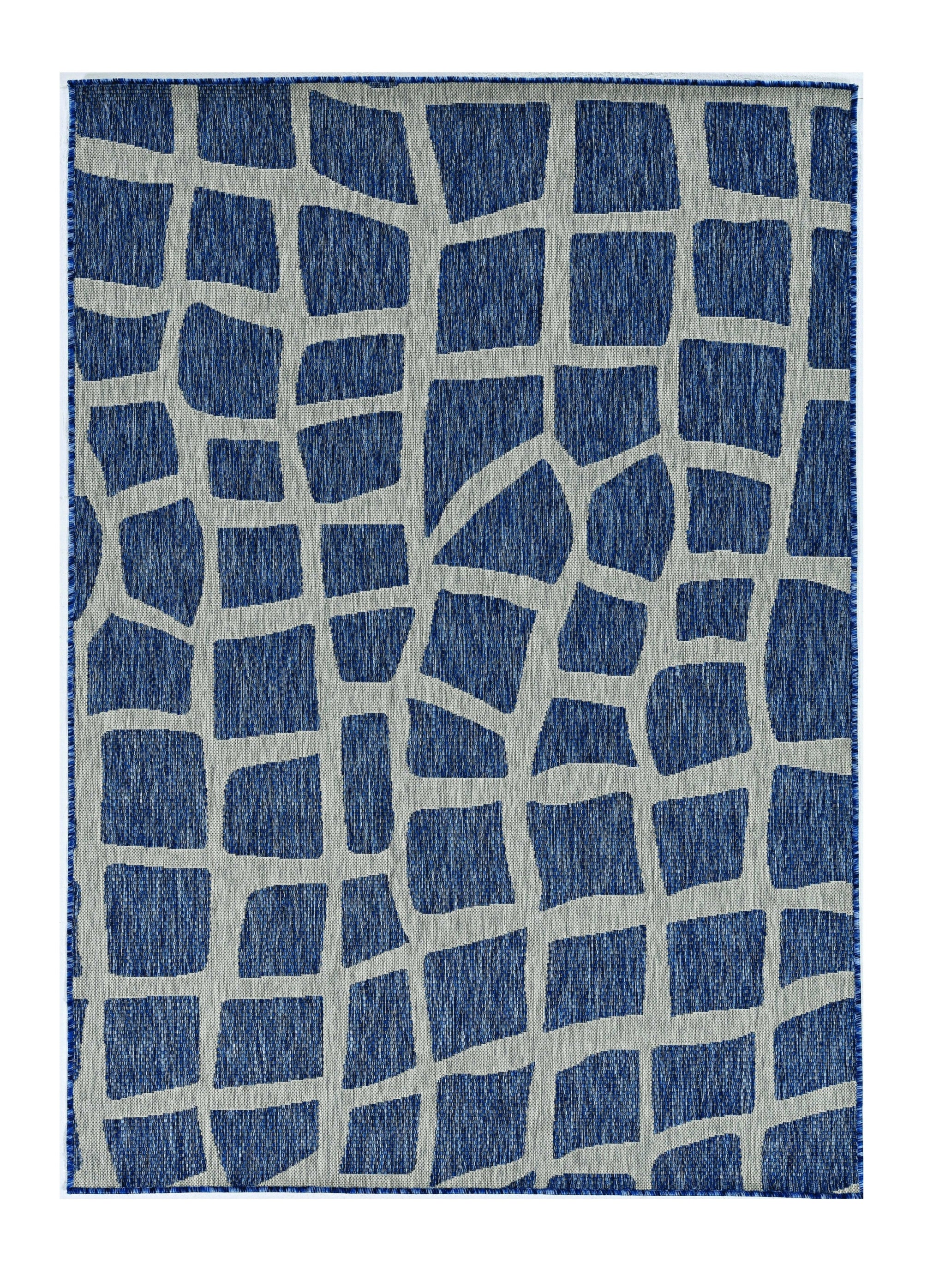8' X 11' Blue And Gray Abstract Indoor Outdoor Area Rug