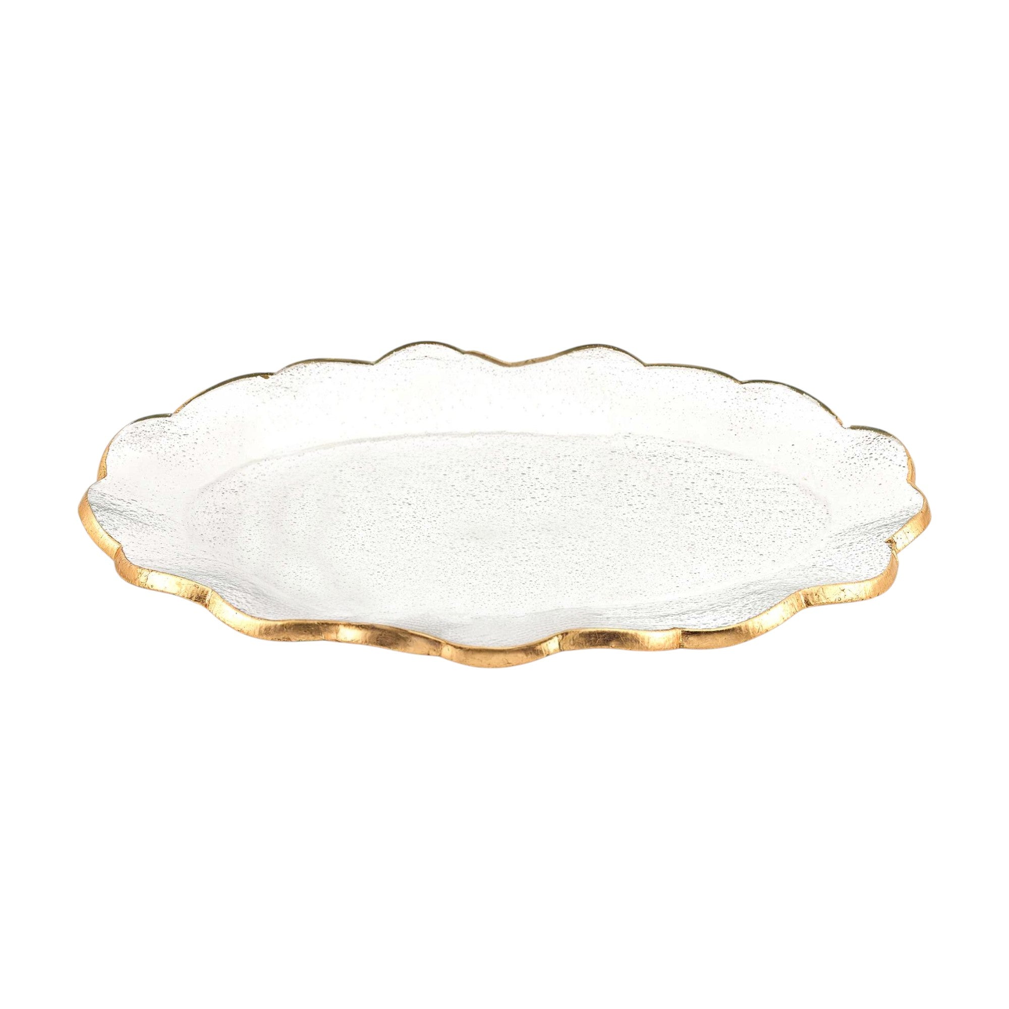 10" Clear And Gold Glass Platter