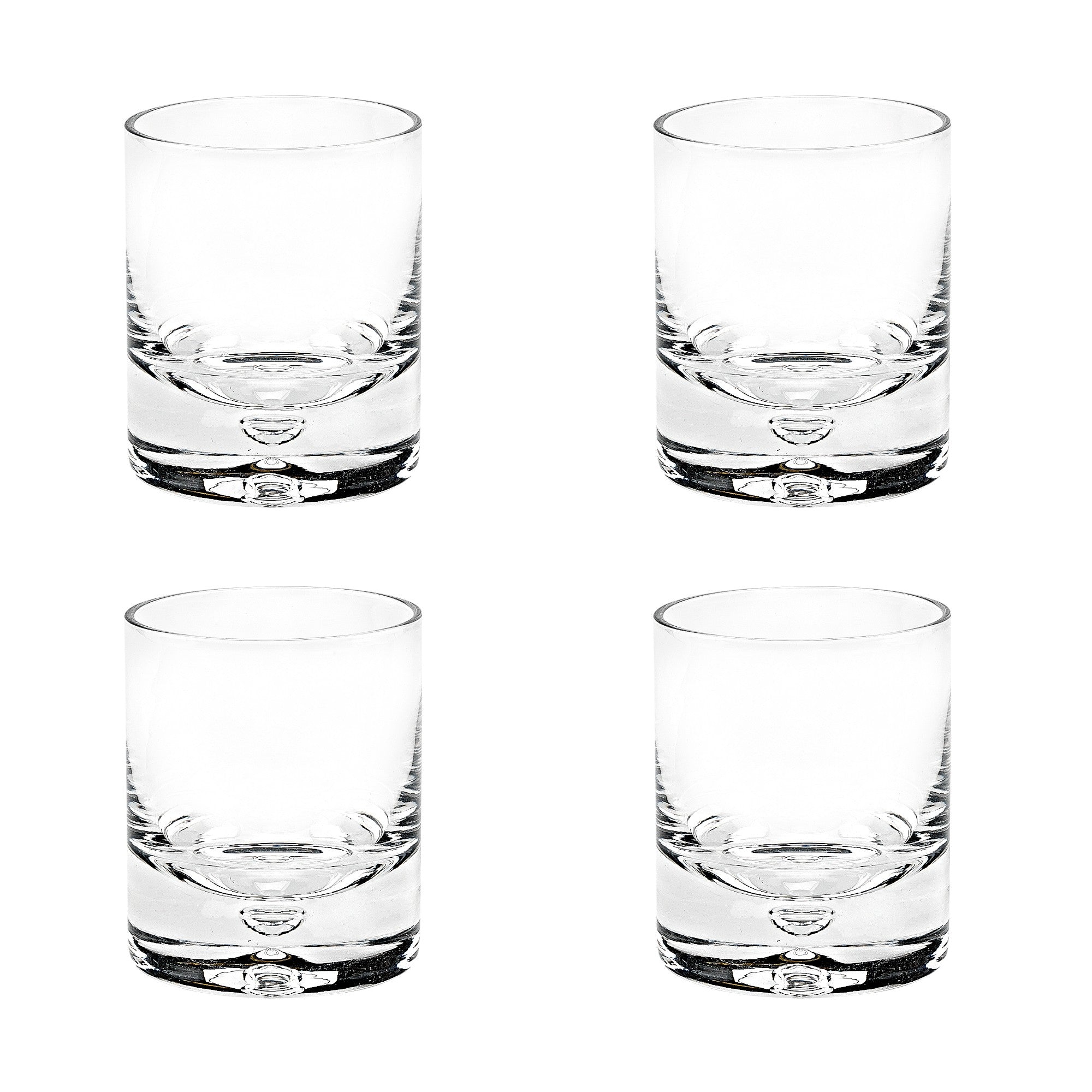 Set of Four Clear Mouth Blown Crystal Old Fashion Glasses