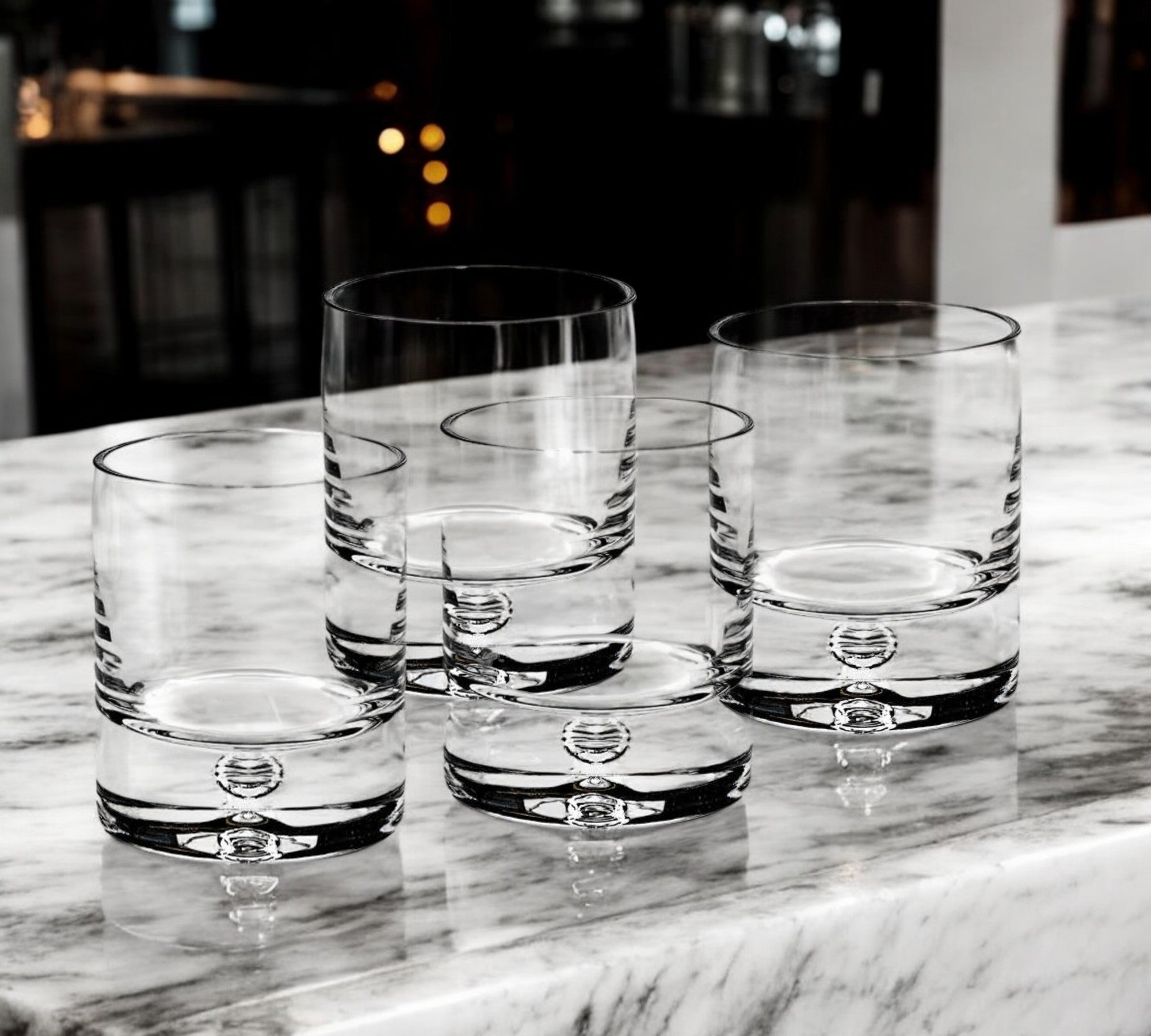 Set of Four Clear Crystal Rocks Old Fashion Glasses