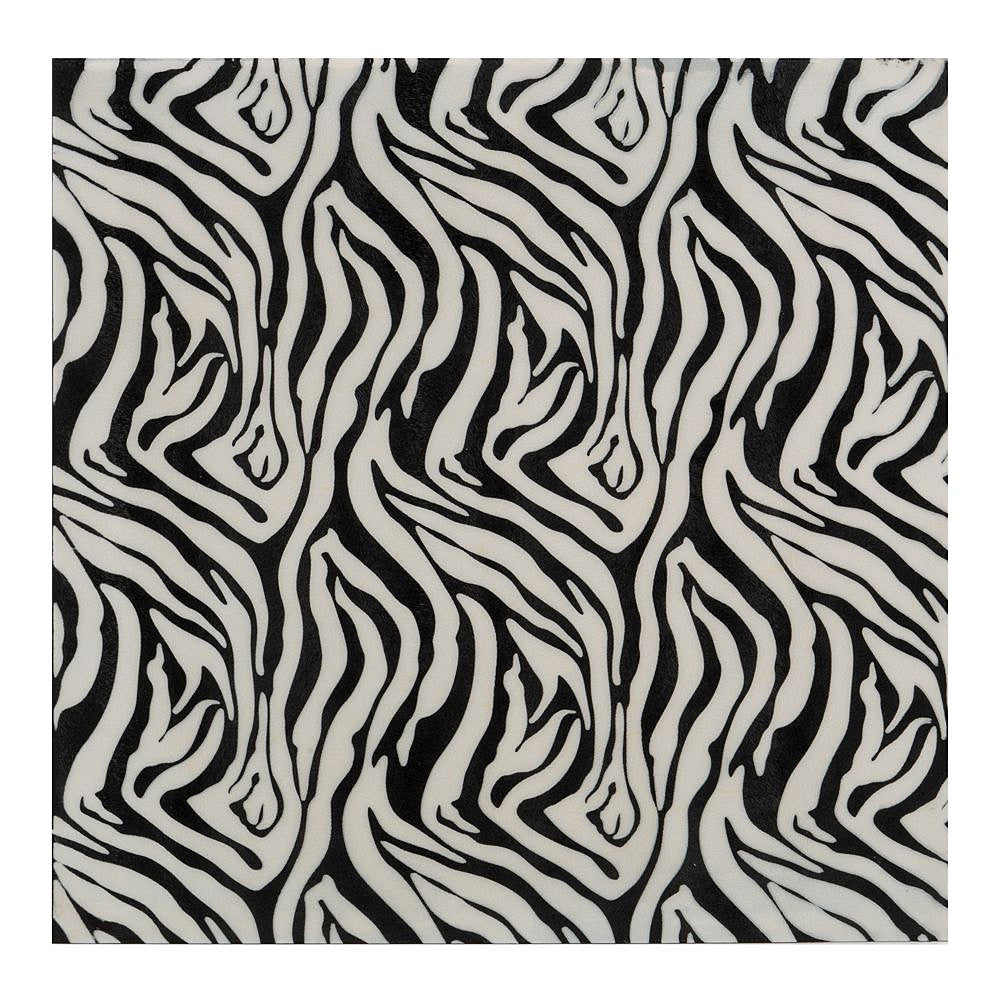20" Black And White Zebra Iron And Resin Square Hanging Wall Tile