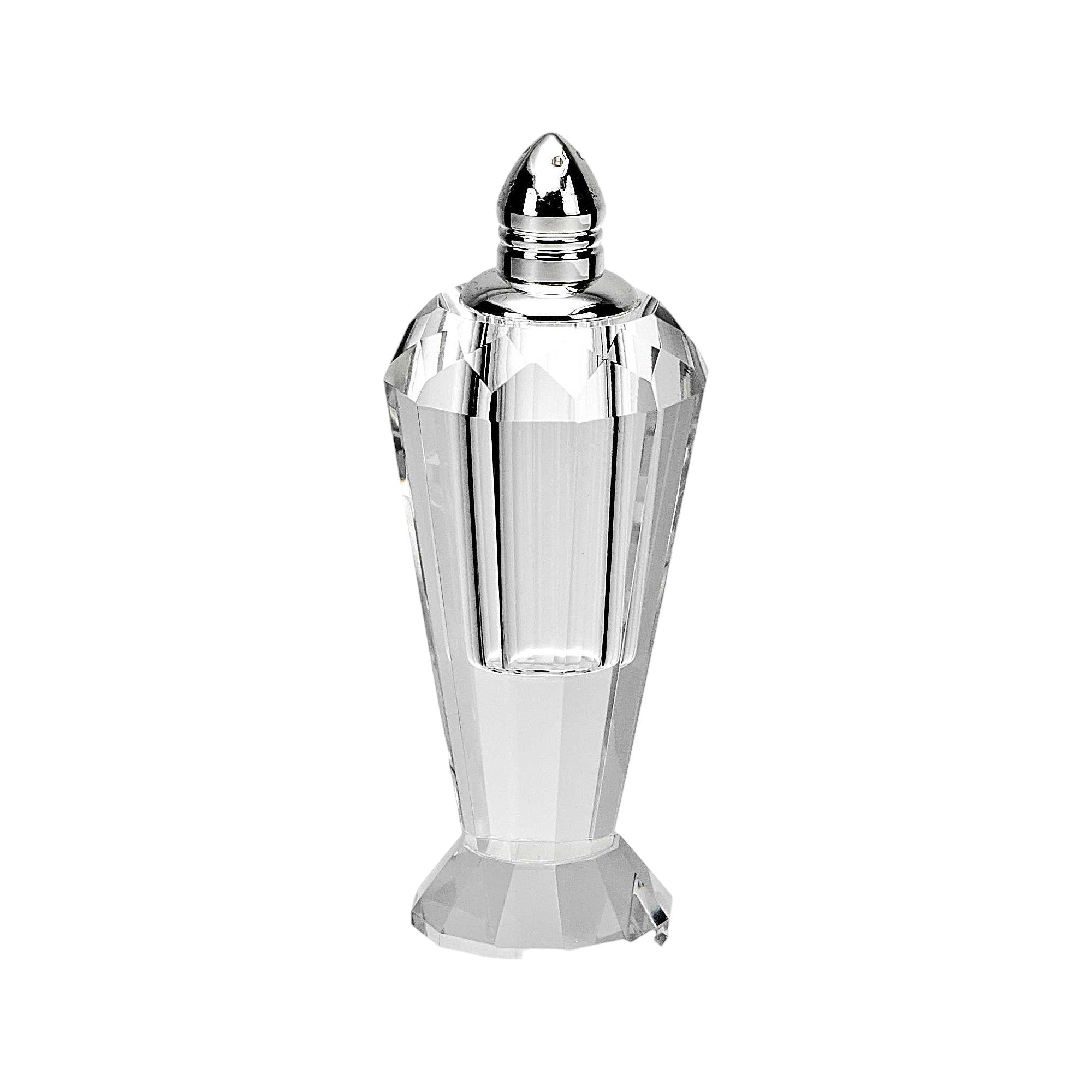 Set of Two Clear And Silver Crystal Geometric Pepper Shakers