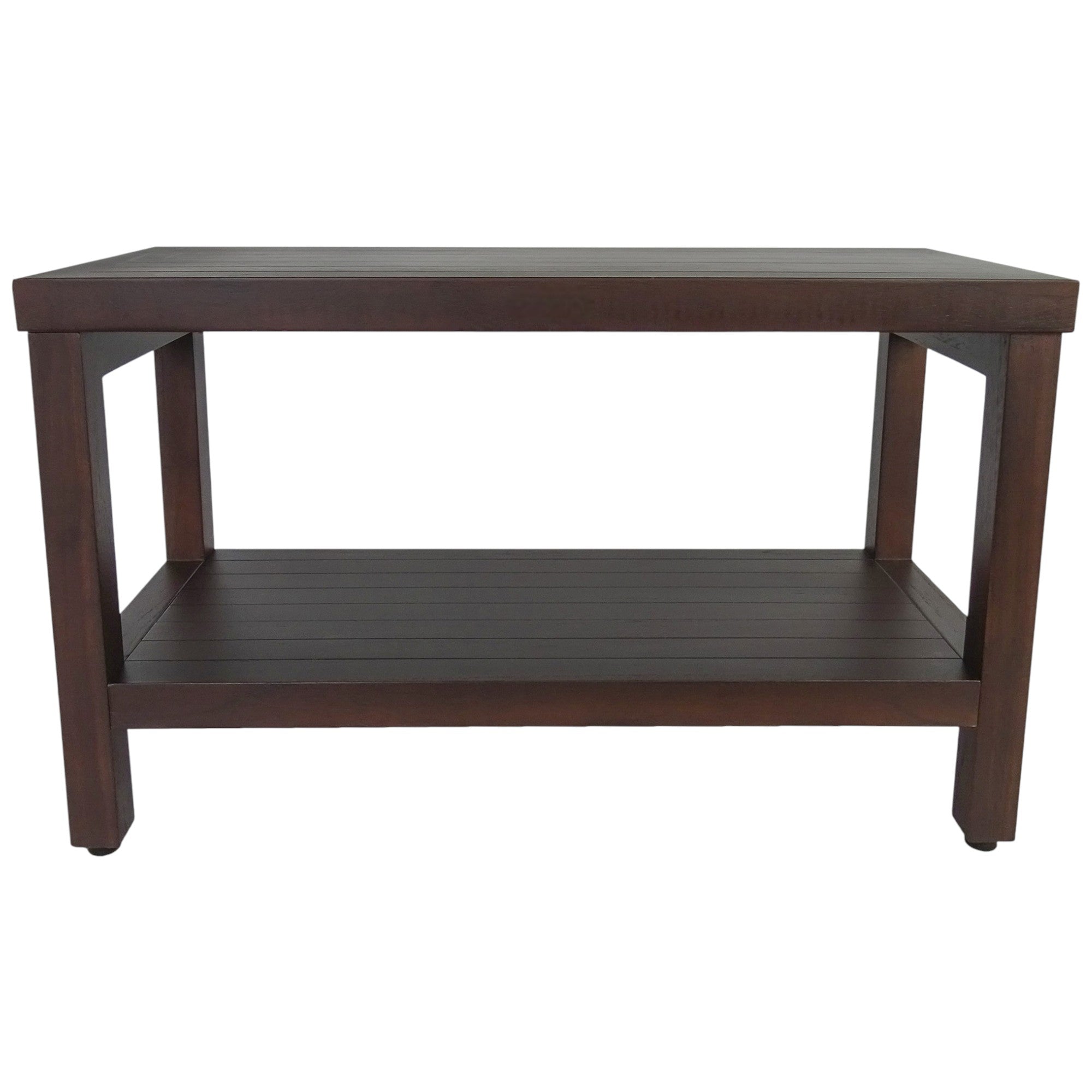 Rectangular Teak Shower Stool Or Bench With Shelf In Brown Finish
