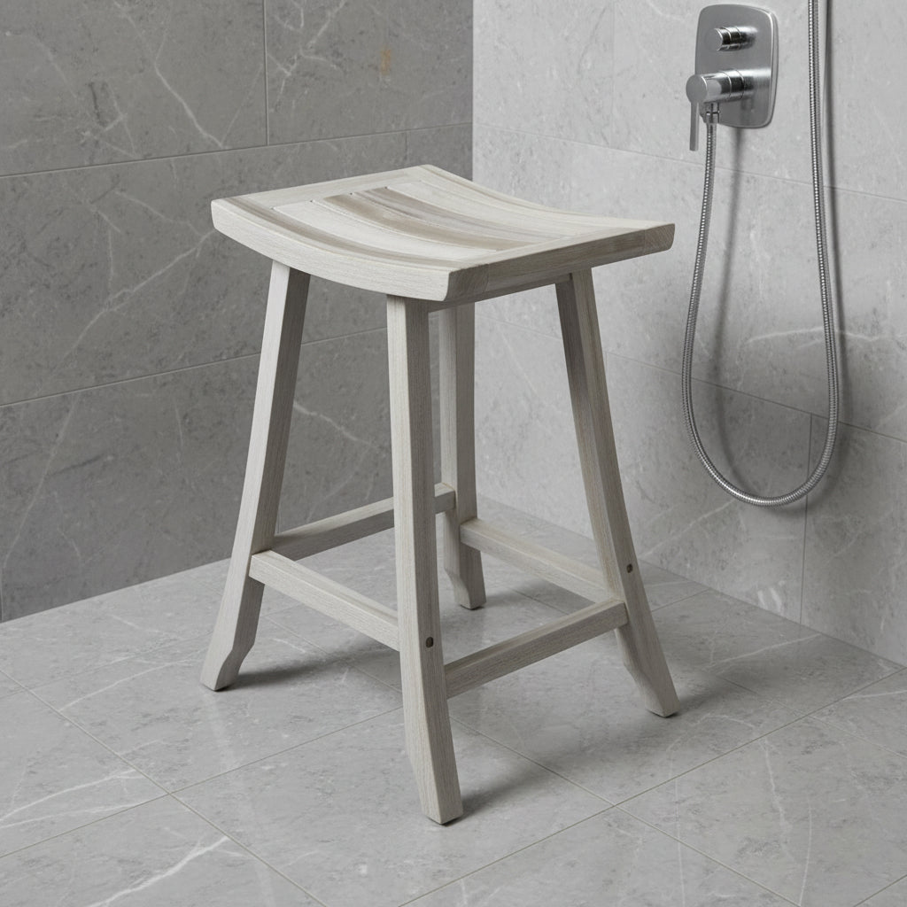 30" X 15" Light Gray Teak Square Shower Bench