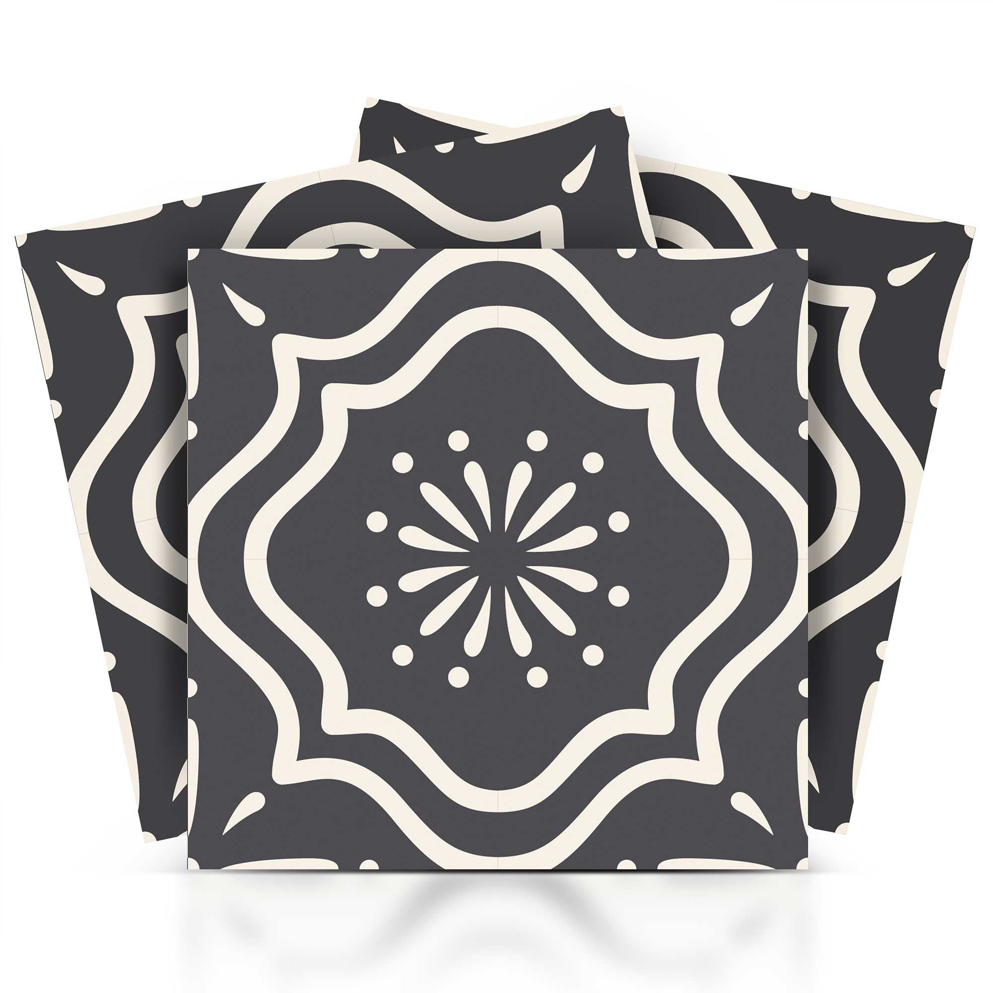 4" X 4" Burst Gray And White Peel And Stick Removable Tiles