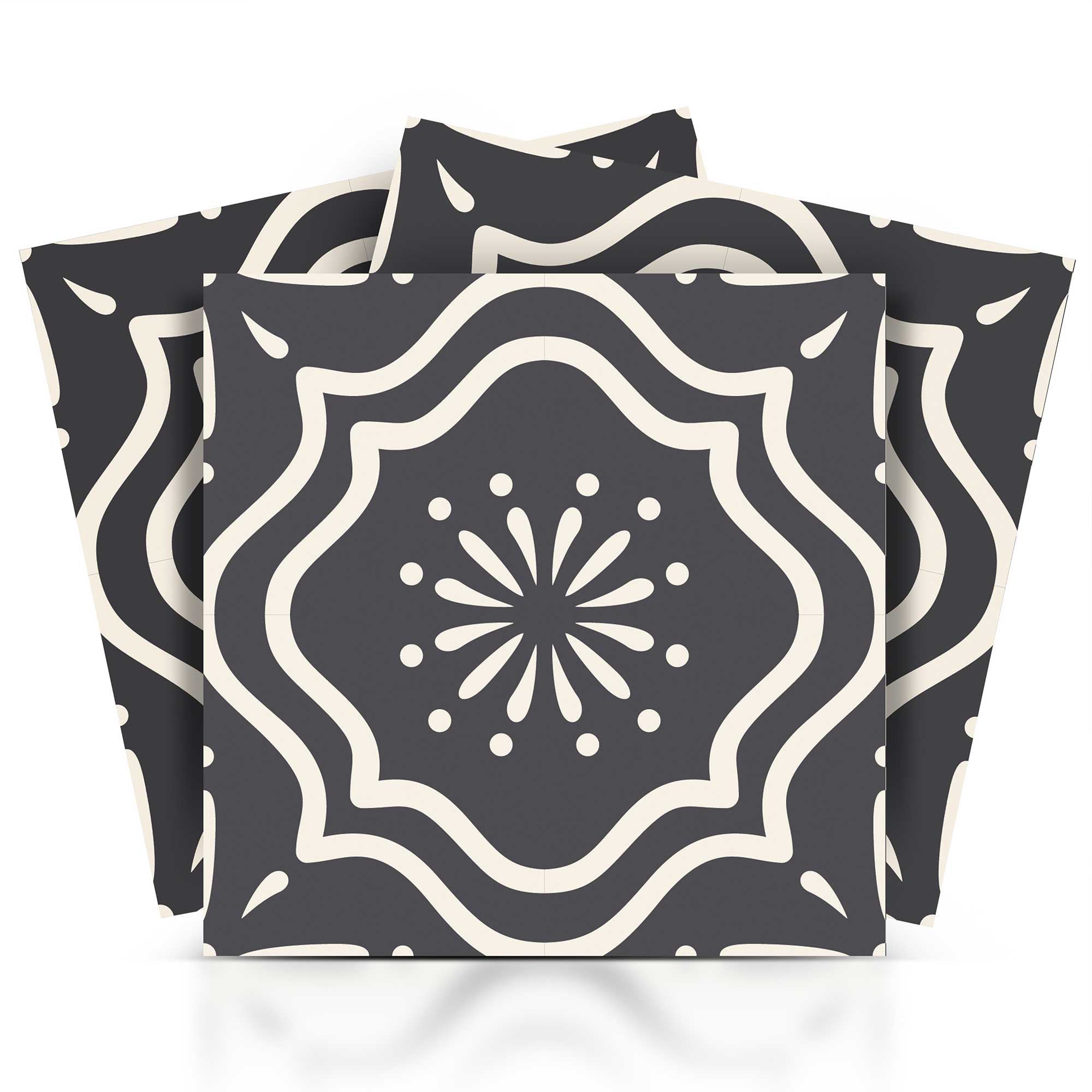 7" X 7" Burst Gray And White Peel And Stick Removable Tiles