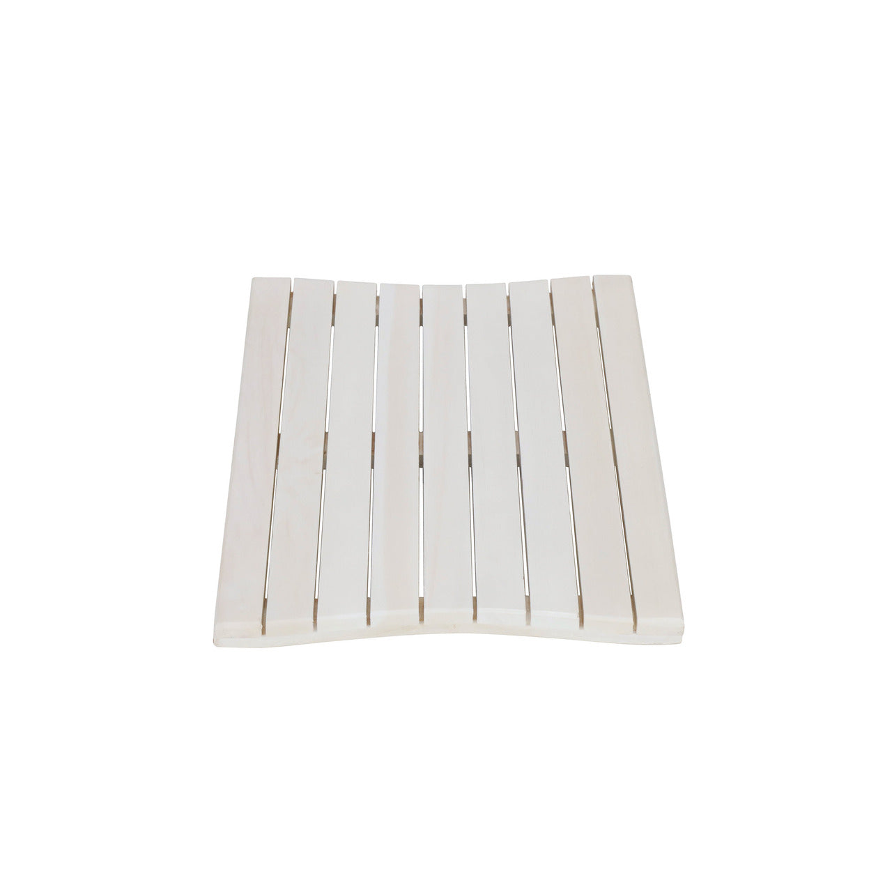 23" White Teak Slat Non Slip Bath Mat