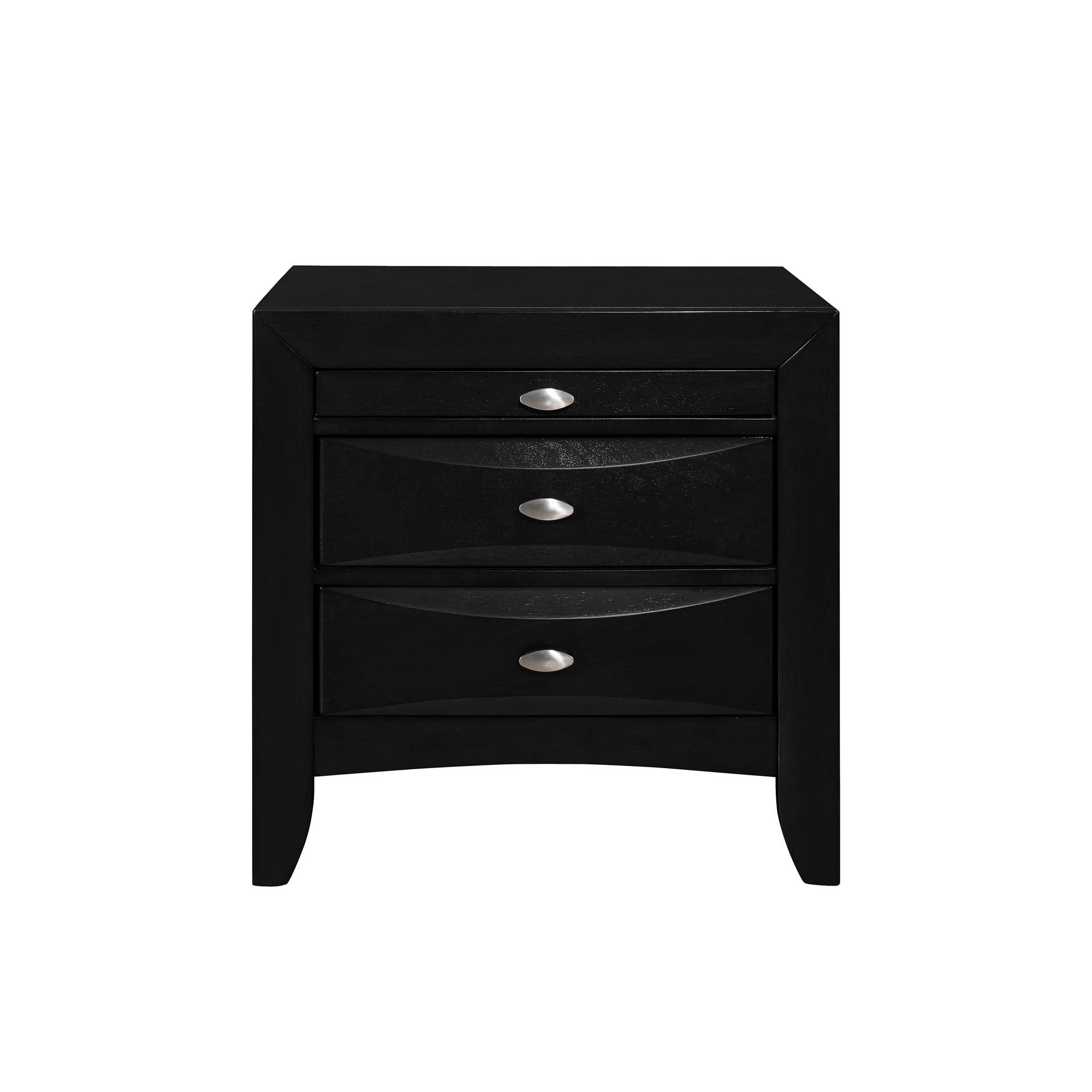 25" Black Wood Three Drawer Nightstand