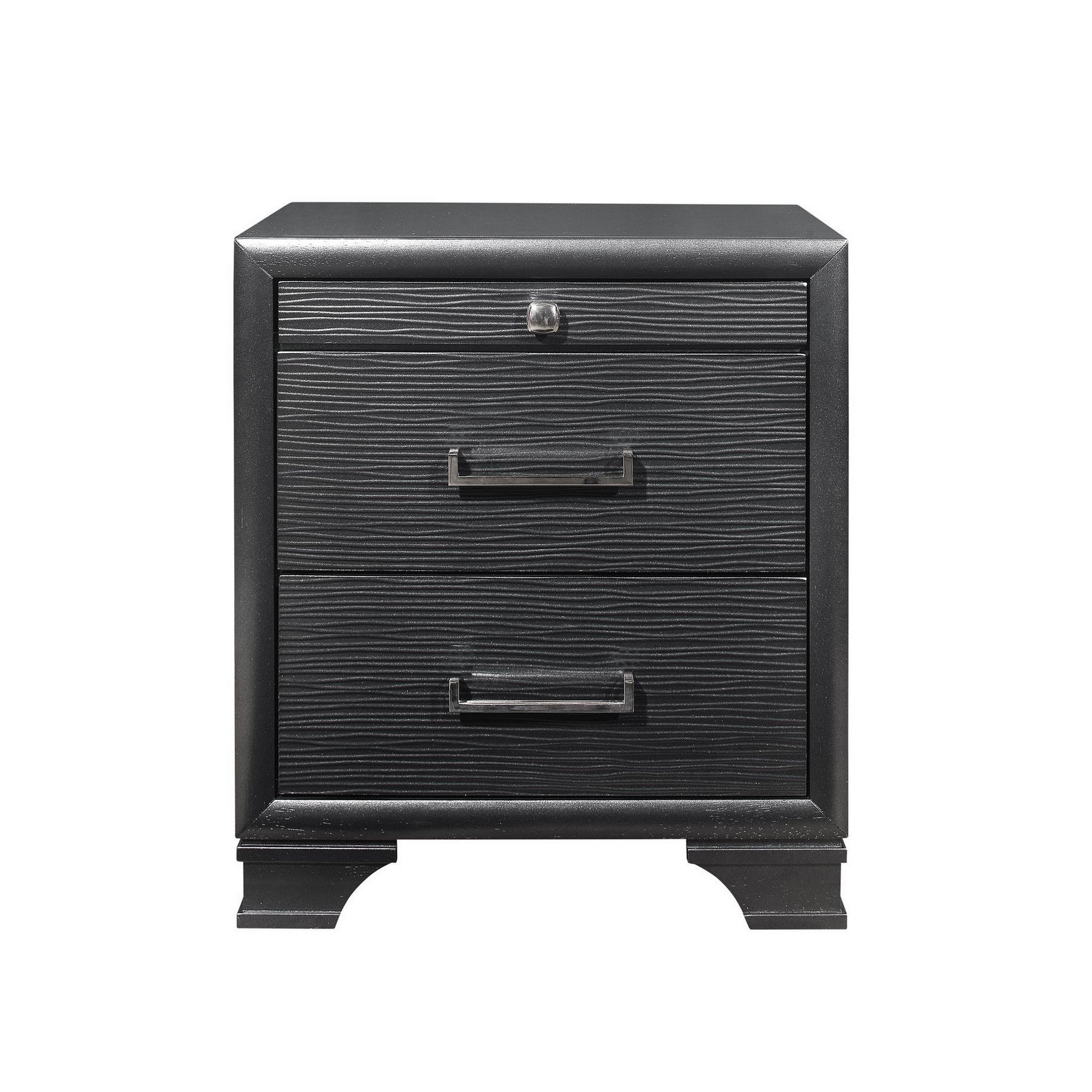 27" Gray Wood Two Drawer Nightstand