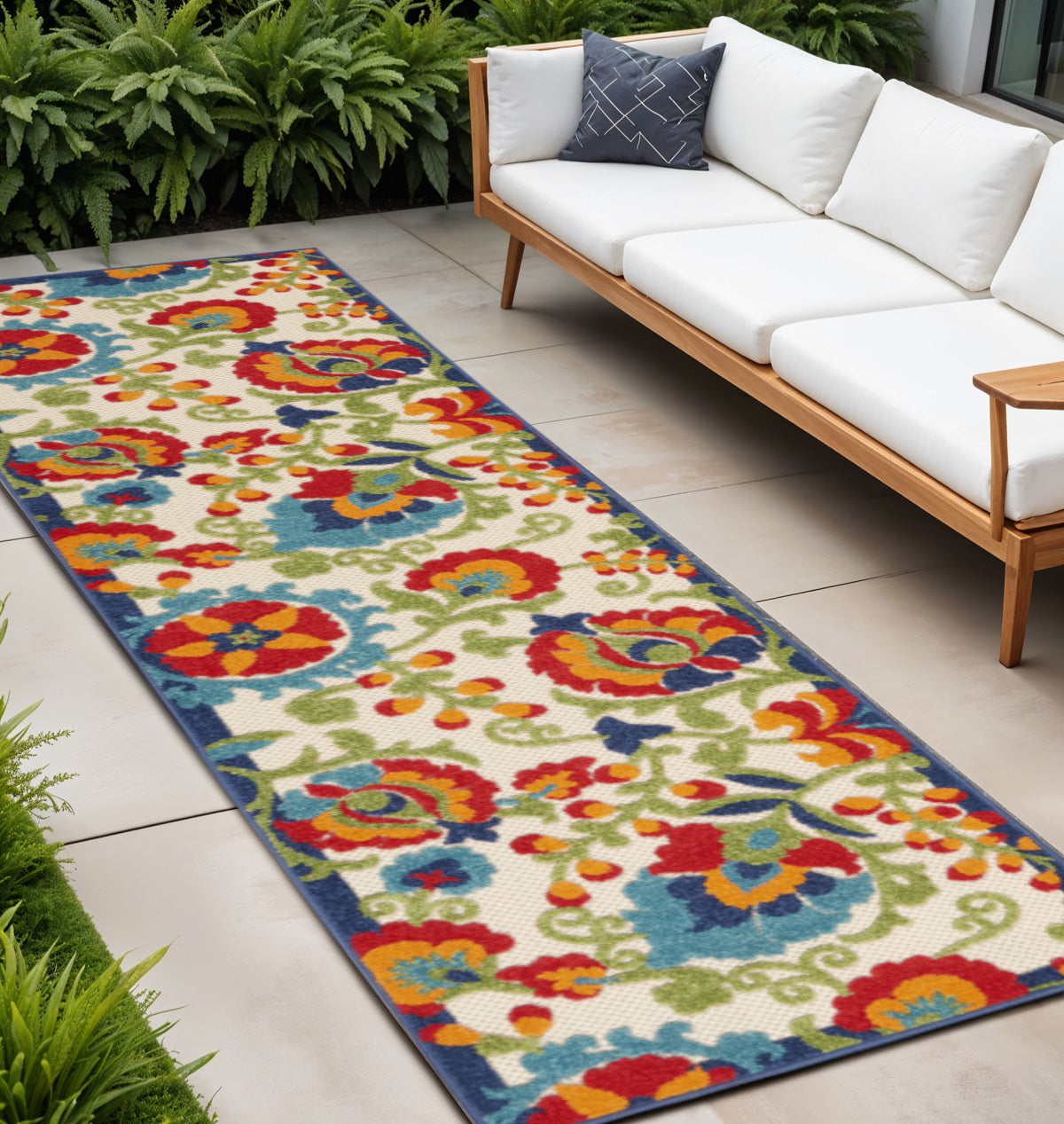 10' Green And Ivory Indoor Outdoor Area Rug