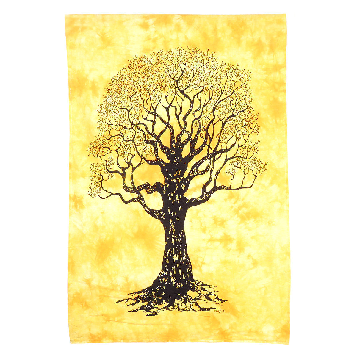 45" X 30" Black Orange And Yellow Trees Cotton Hanging Tapestry