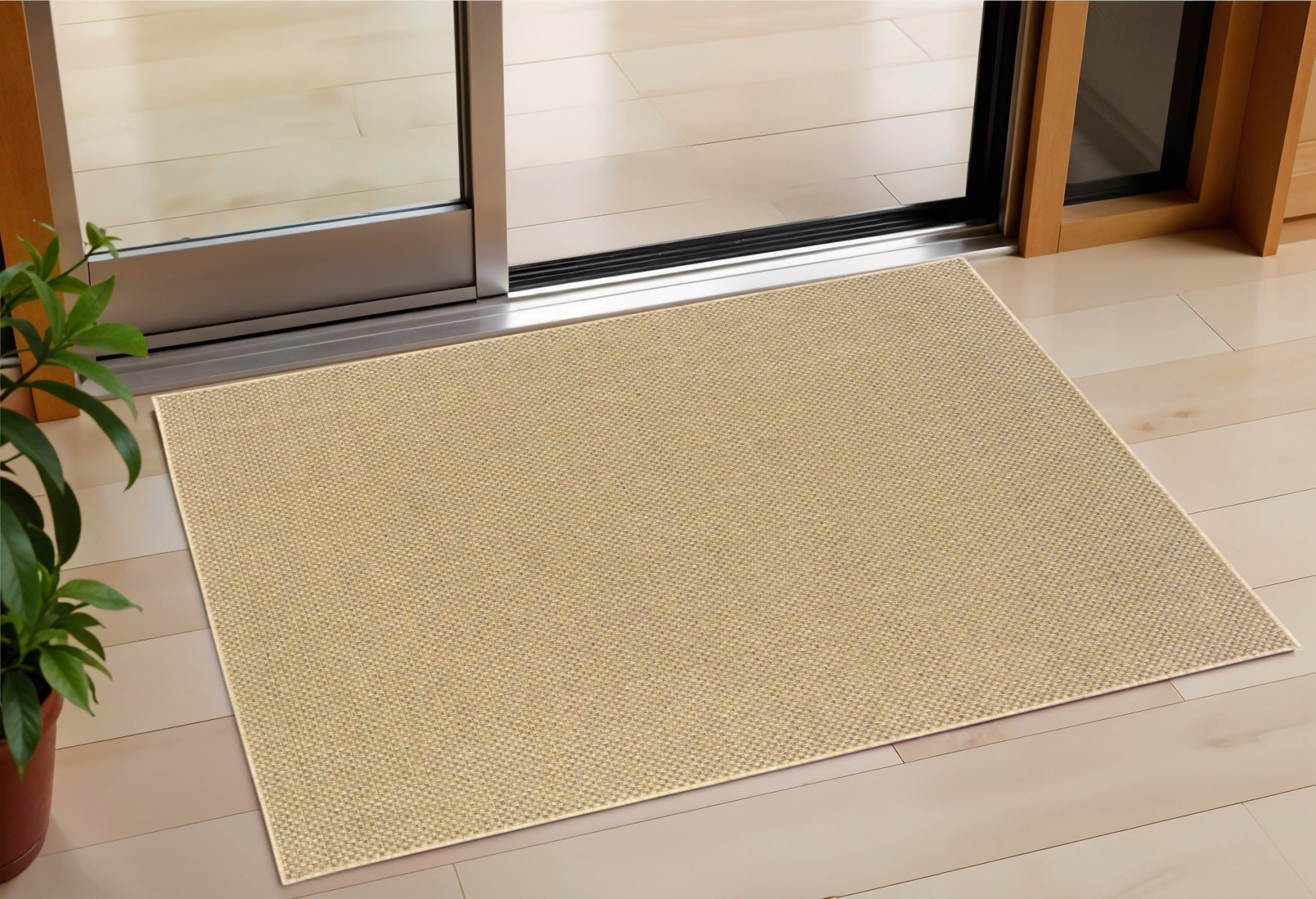 2' X 4' Tan Indoor Outdoor Area Rug