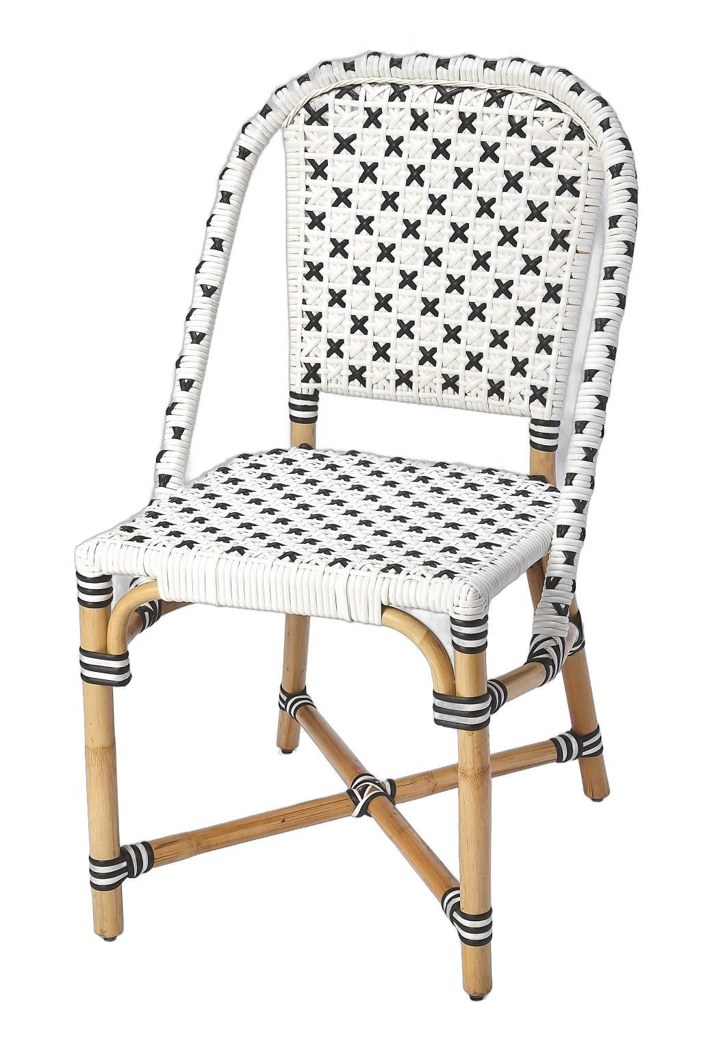 White And Brown Faux Rattan Dining Chair