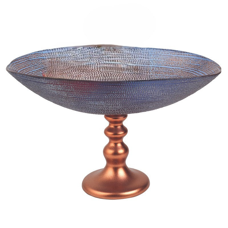 Handcrafted European Glass Centerpiece Footed Bowl
