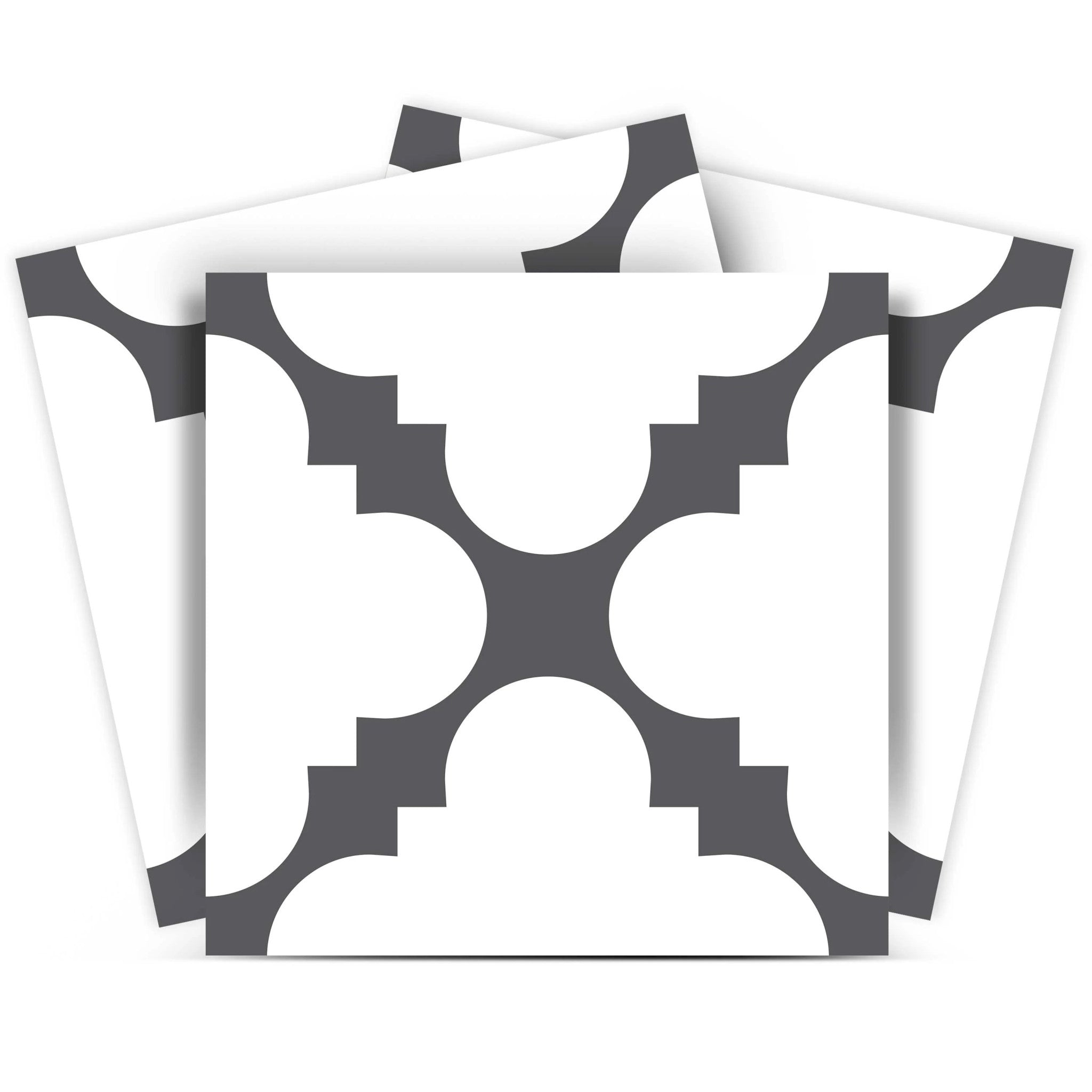 6" X 6" Dark Gray And White Tri Peel And Stick Tiles