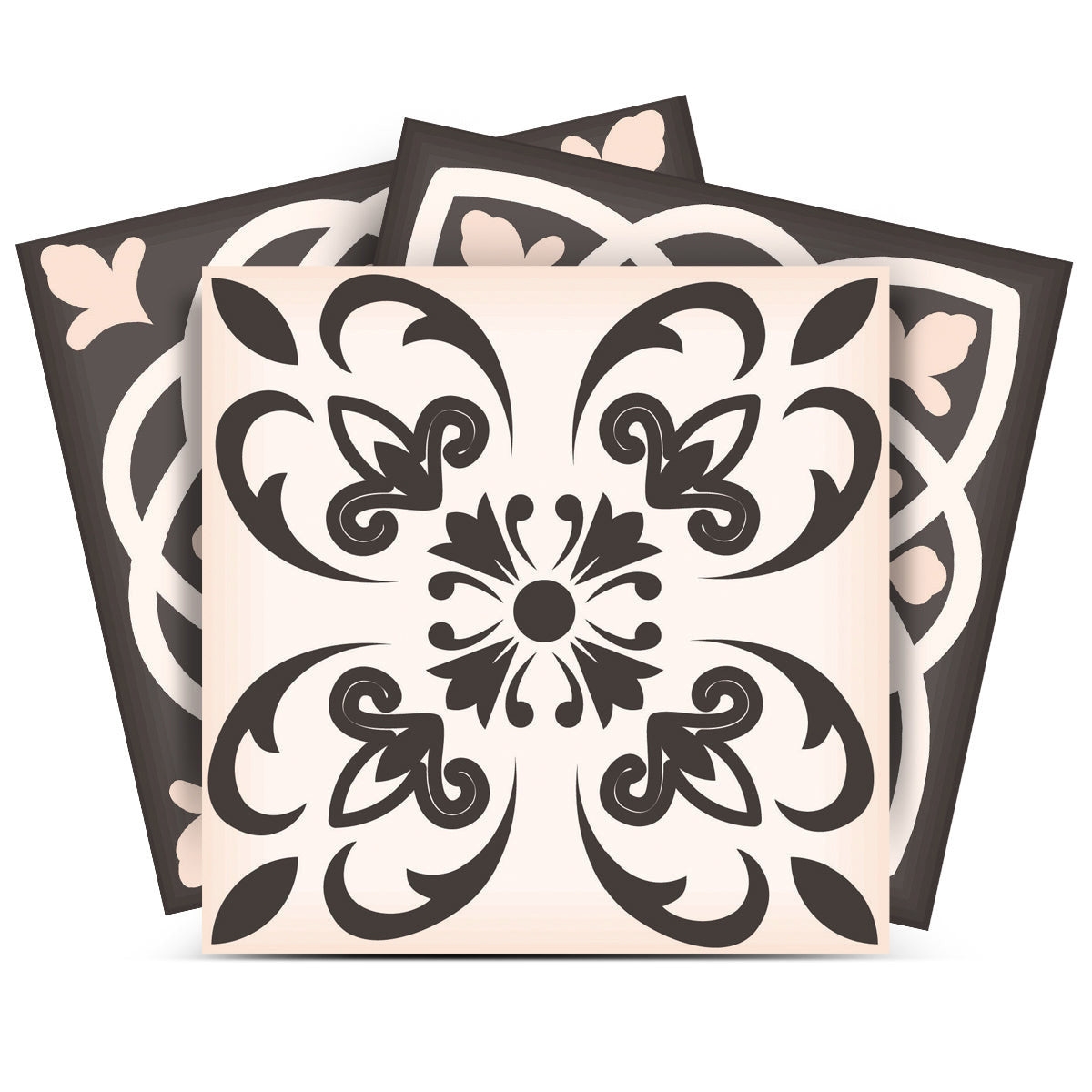 6" X 6" Charcoal And White Mosaic Peel And Stick Removable Tiles