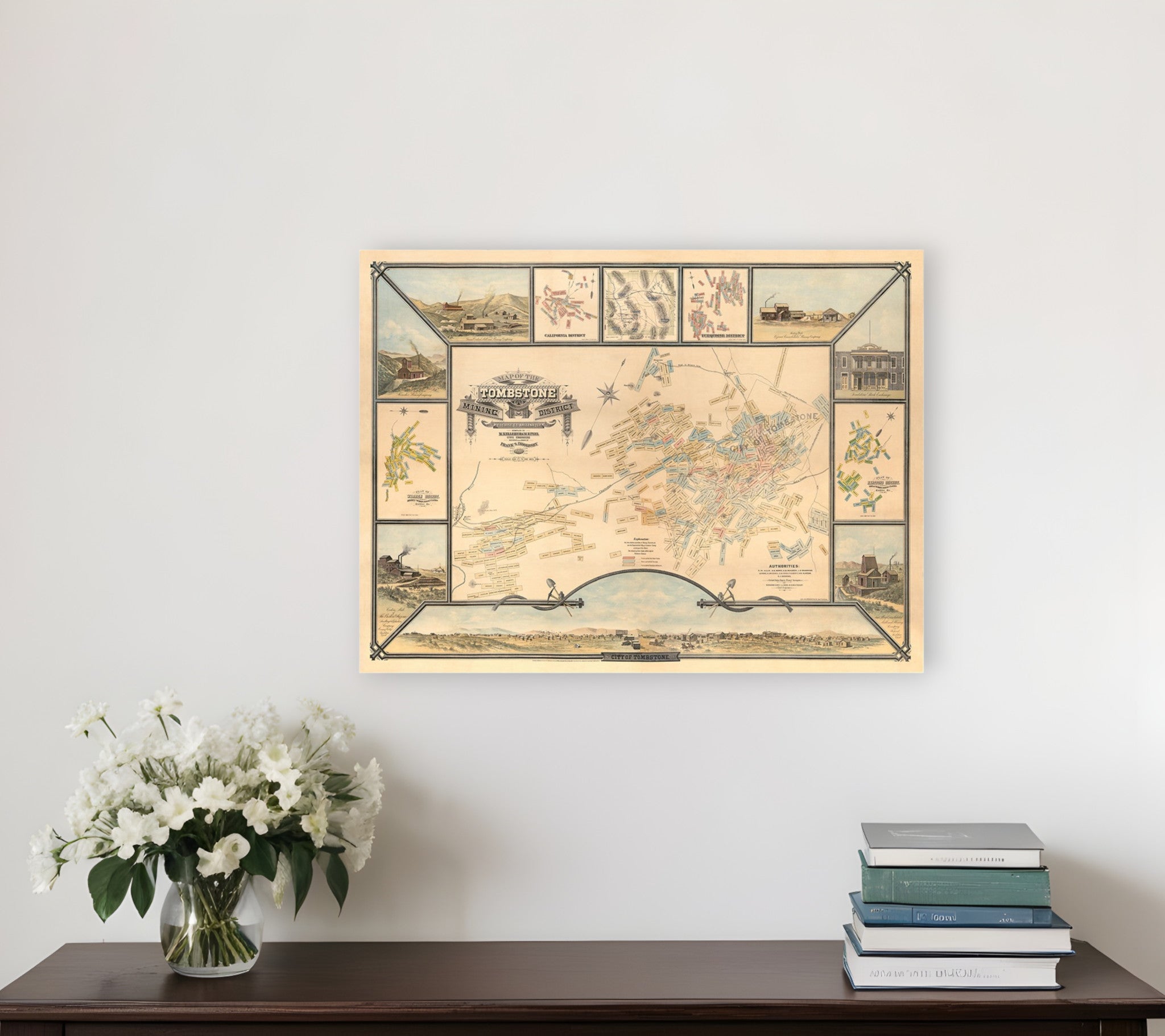 18" X 24" Map Of Tombstone Mining District Vintage Travel Poster Wall Art