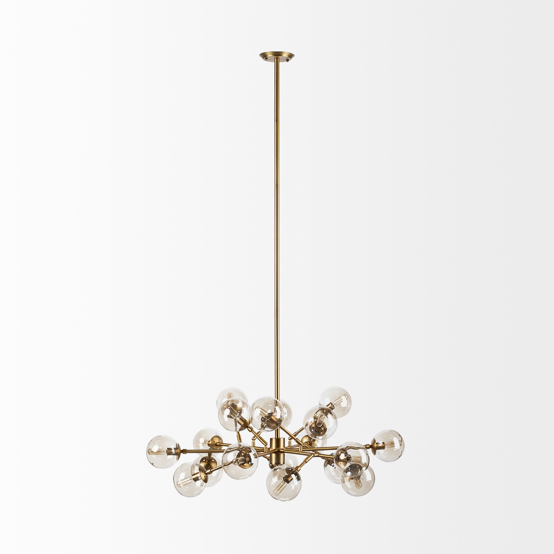 Gold Metal Eighteen Bulb Hanging Chandelier