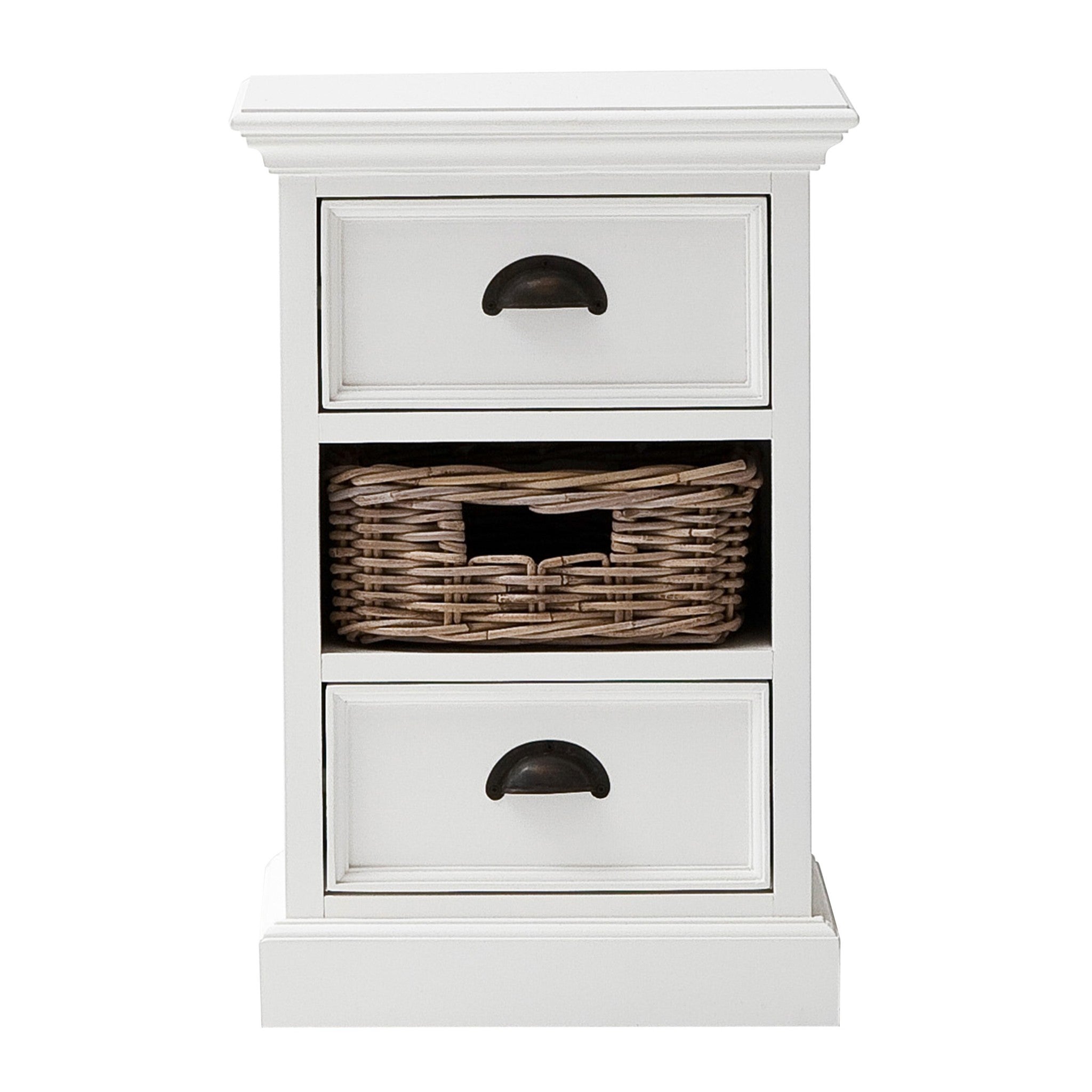 24" White Solid Wood Two Drawer Nightstand