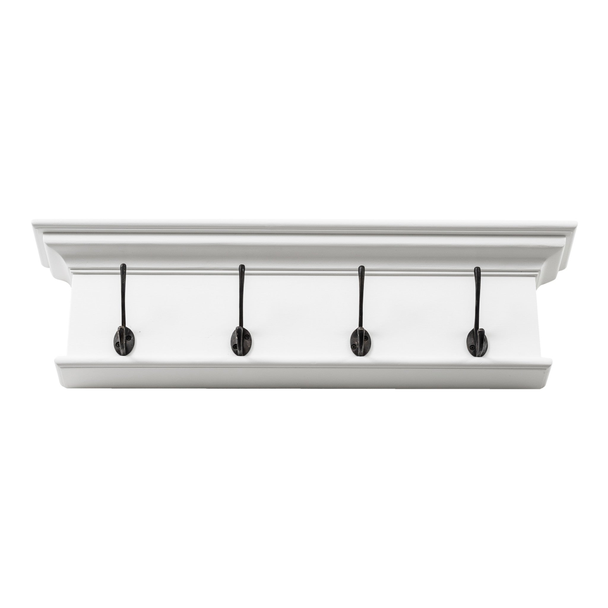 28" Classic White Wood Four Hook Hanging Coat Rack