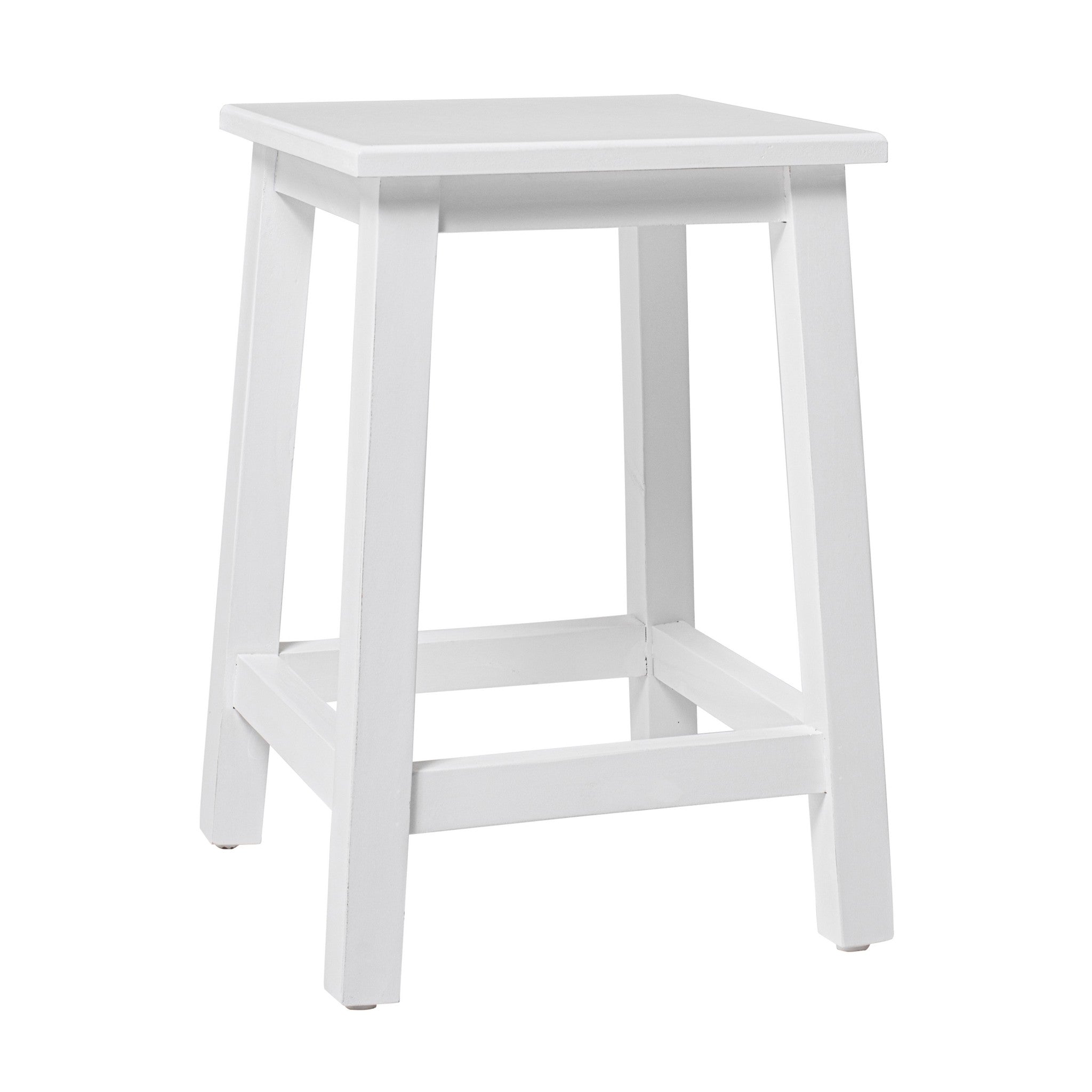 20" White Solid Wood Backless Bar Chair