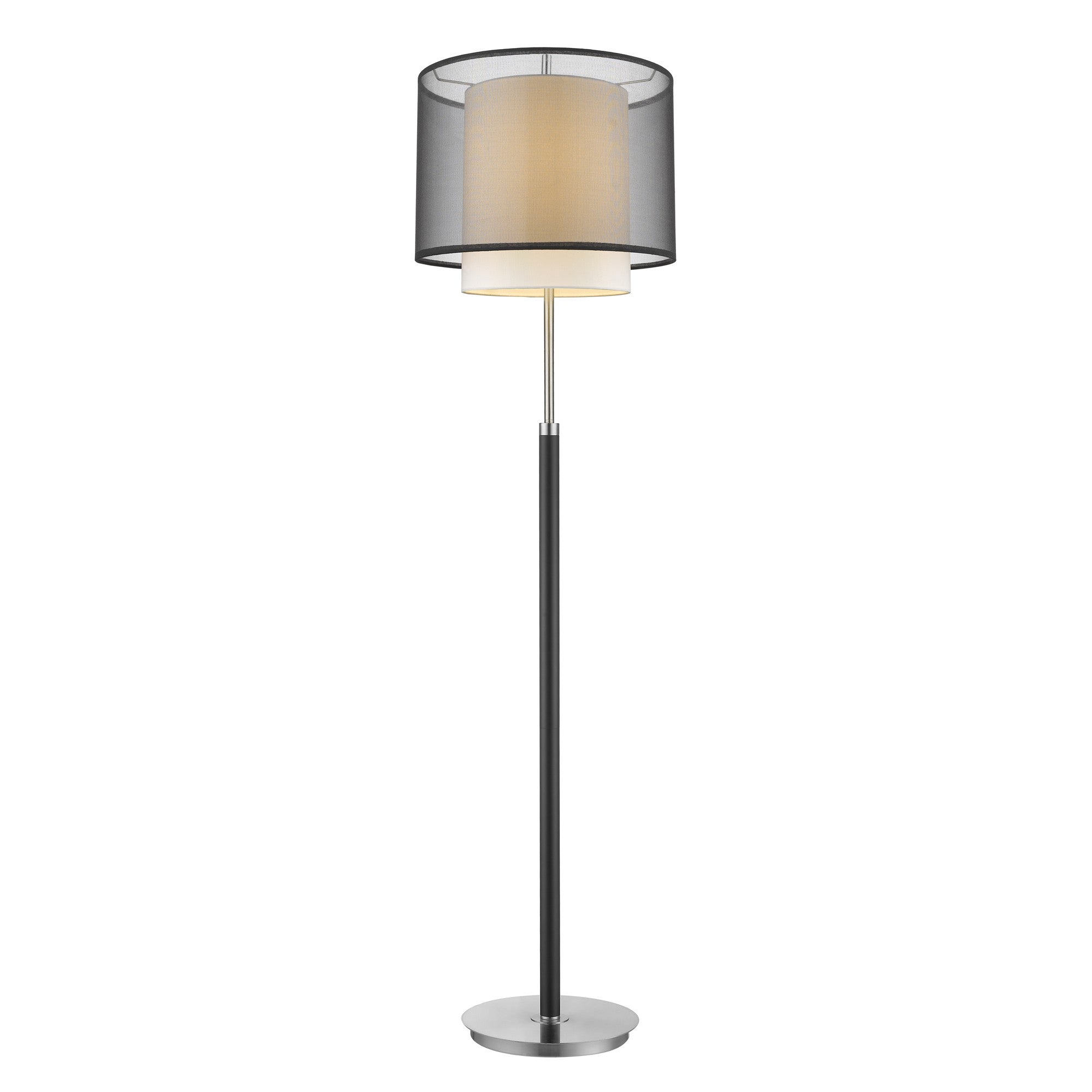 62" Floor Lamp With Black And White Fabric Drum Shade